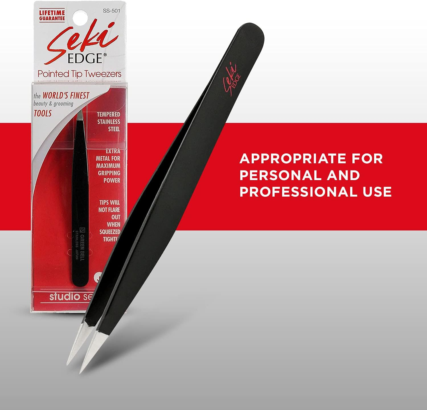Seki Edge Black Stainless Steel Point Tweezer (SS-501) image number 3