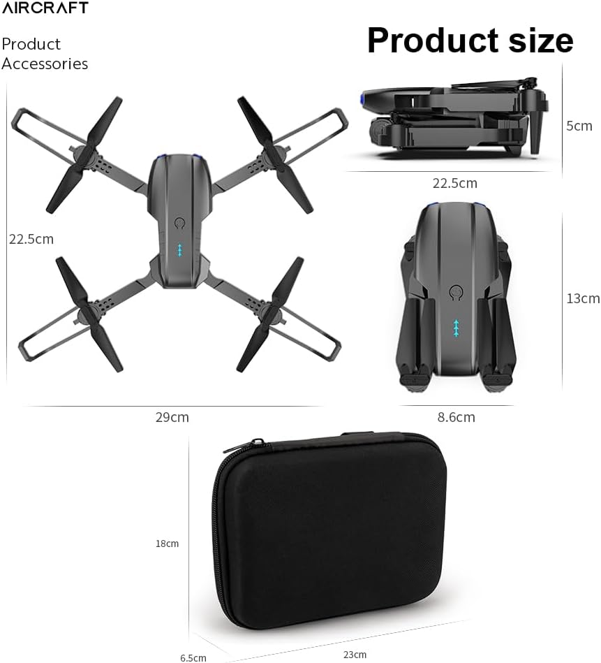 Bargainpop Foldable Mini Drone with Double HD Camera Dual Lens 2.4G Wifi FPV RC Quadcopter Gesture Control with Carry Case & 3 Batteries (Black) image number 6