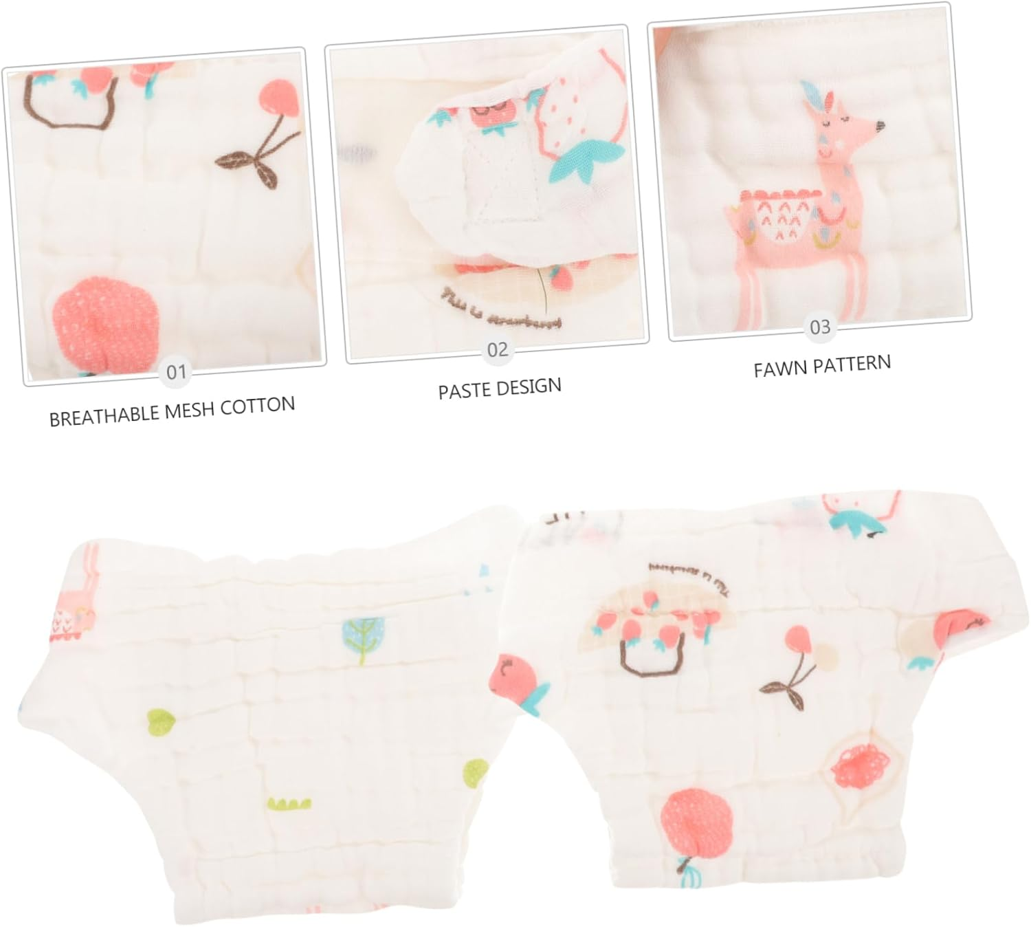 2Pcs Newborn Nappies of Washable Cotton Diaper Pants for Girls Reusable Comfortable for Boy Girl Random Style image number 1