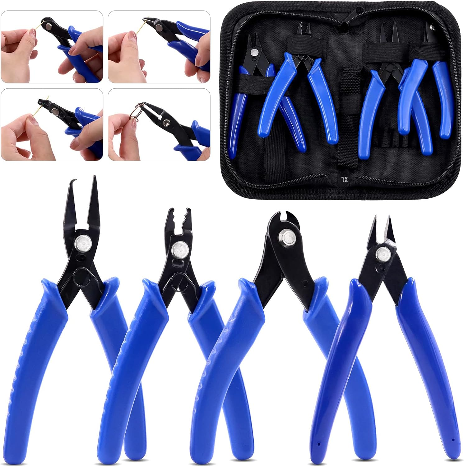 Glarks 5Pcs Jewelry Pliers Tool Set Including Split Ring Pliers Jewelry Bead Crimping Pliers Jewelry Wire Cutter and Memory Wire Cutting Pliers for Jewelry Bead Repairing Making Supplies image number 1