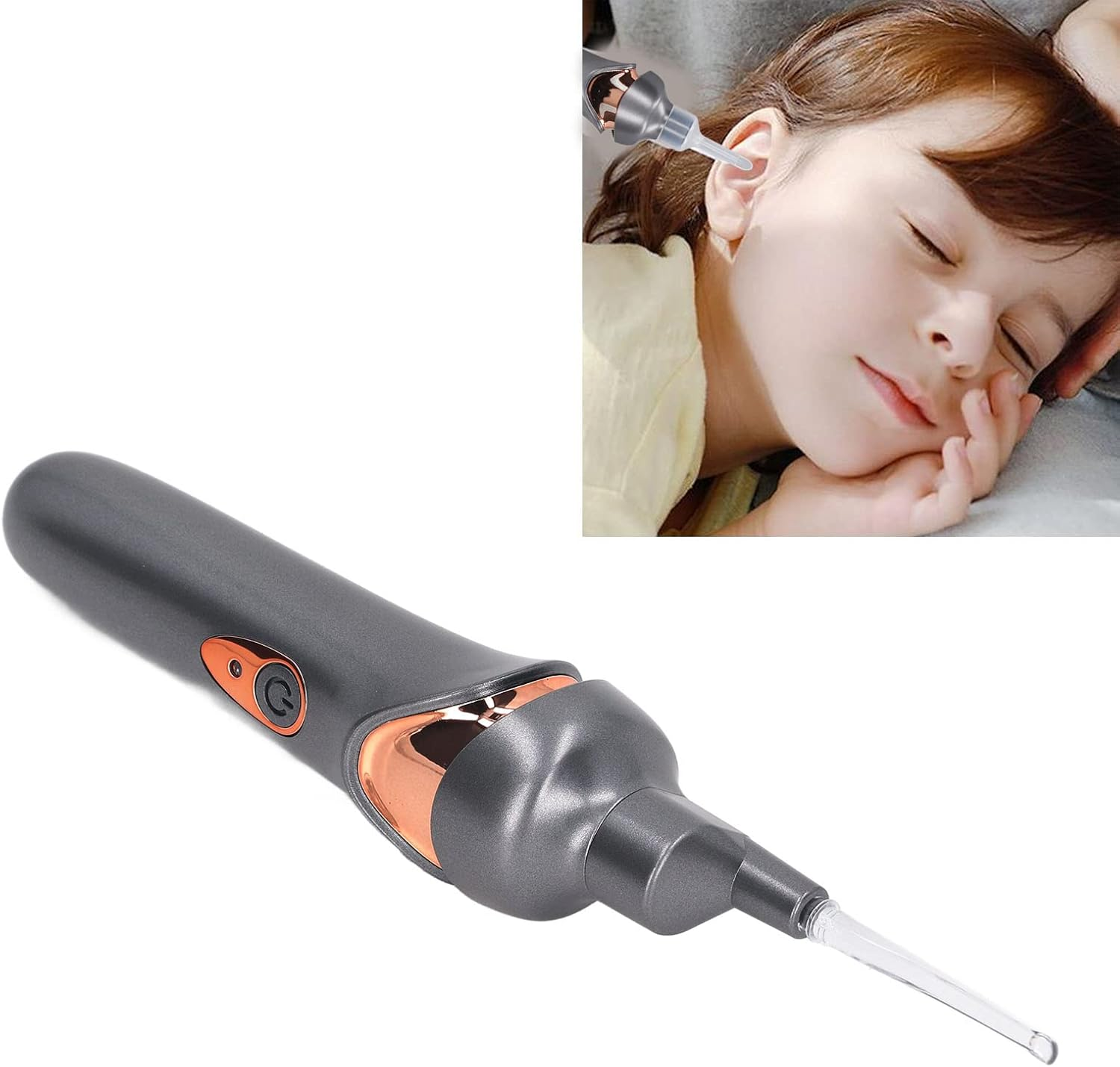 Electric Ear Suction Device, Portable Automatic Electric Vacuum Ear Pick Ear Cleaner Earwax Remover with LED Light for Earwax Removal, Soft Prevent Ear-Pick Clean Tools Set (Black) image number 5