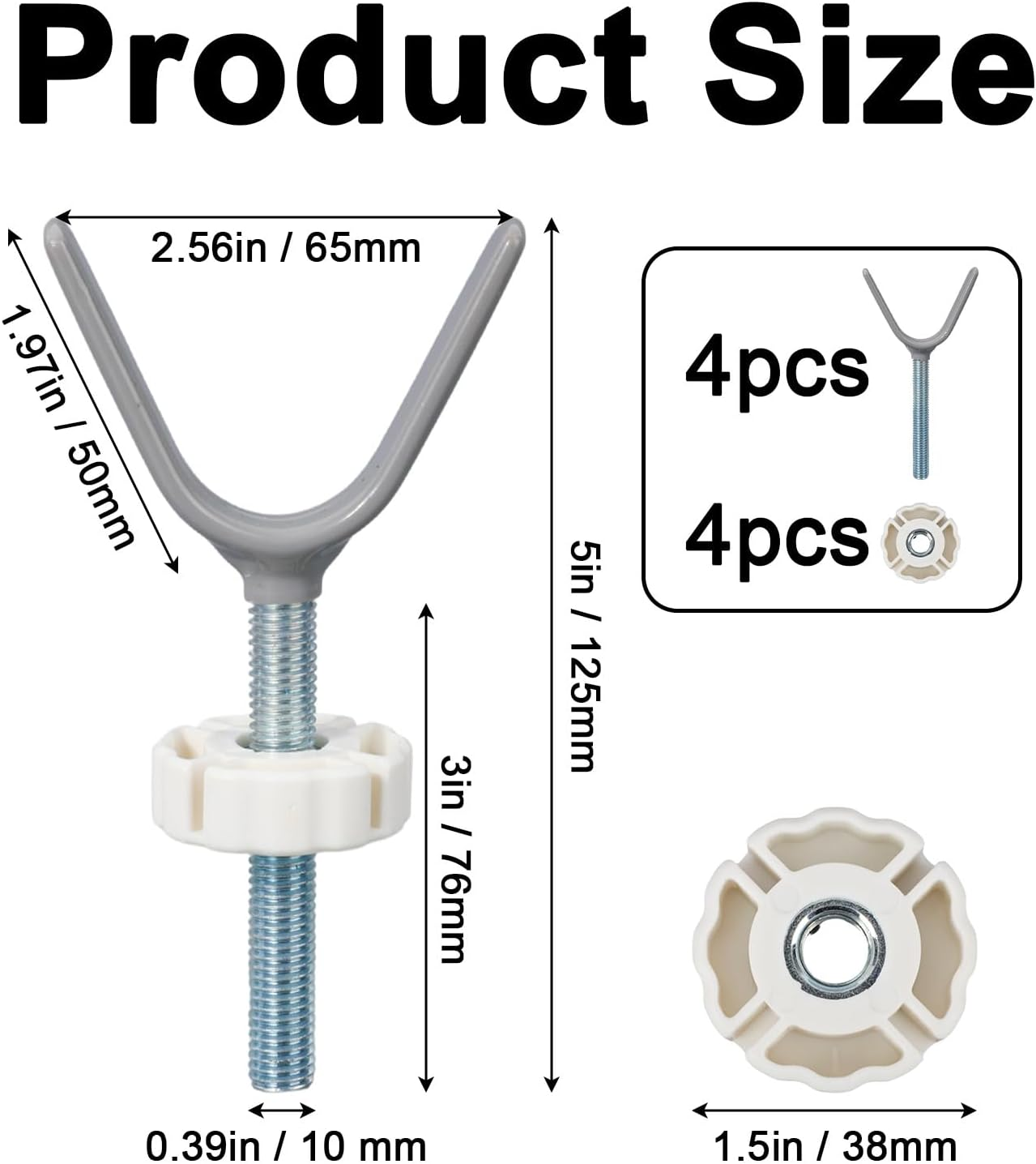 4Pcs Baby Gate Bannister Adapter, Universal Y Spindle Rods Stair Railing Adapters to Pressure Mount Pet & Child Proof Safety Gates Indoor Outdoor Use image number 6