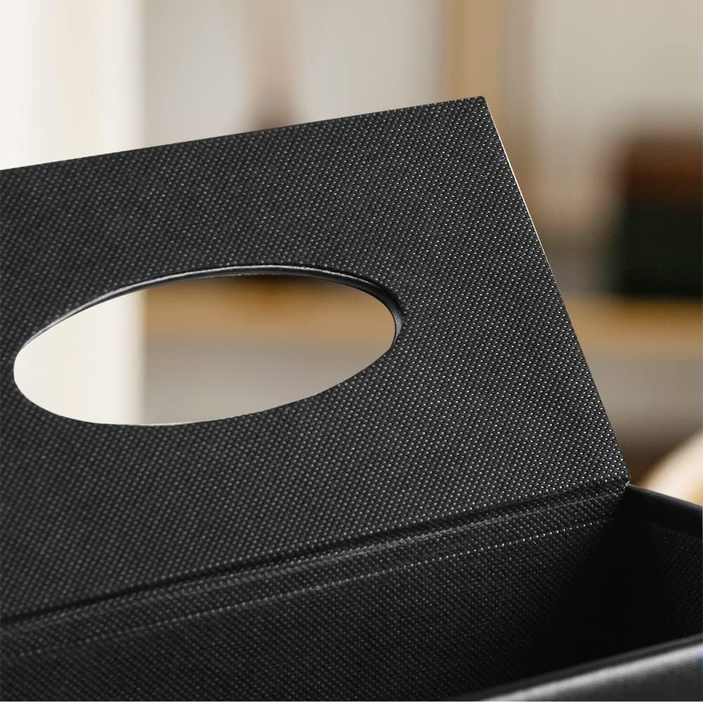 Leather Tissue Box Cover,Multifunctional Tissue Box Holder with Stationery Remote Control Box,Dryer Sheet Dispenser,For Home Restaurant,Bathroom Vanity Countertops,Bedroom Dresser,Night Stands,Office