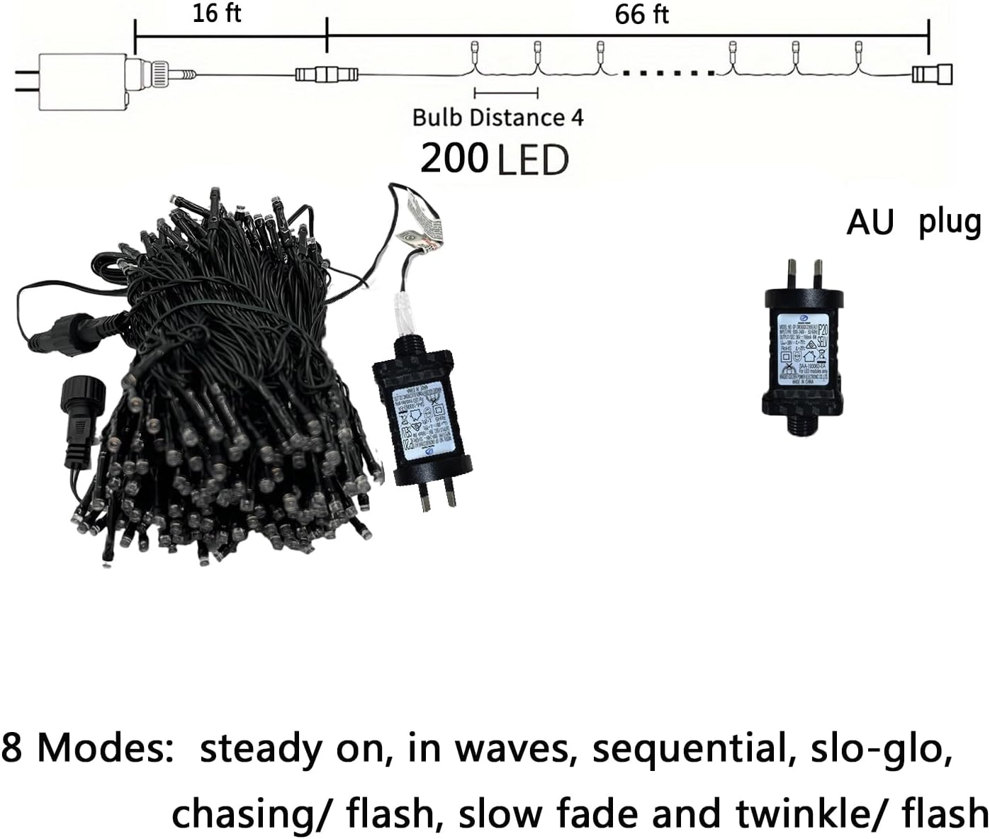 Blue Christmas Lights: Maszere 200Led 8 Modes Fairy Lights for Bedroom Home - Connectable String Light Outdoor Indoor for Xmas Halloween Tree Patio Decorations, 66FT, Plug In - Blue image number 2