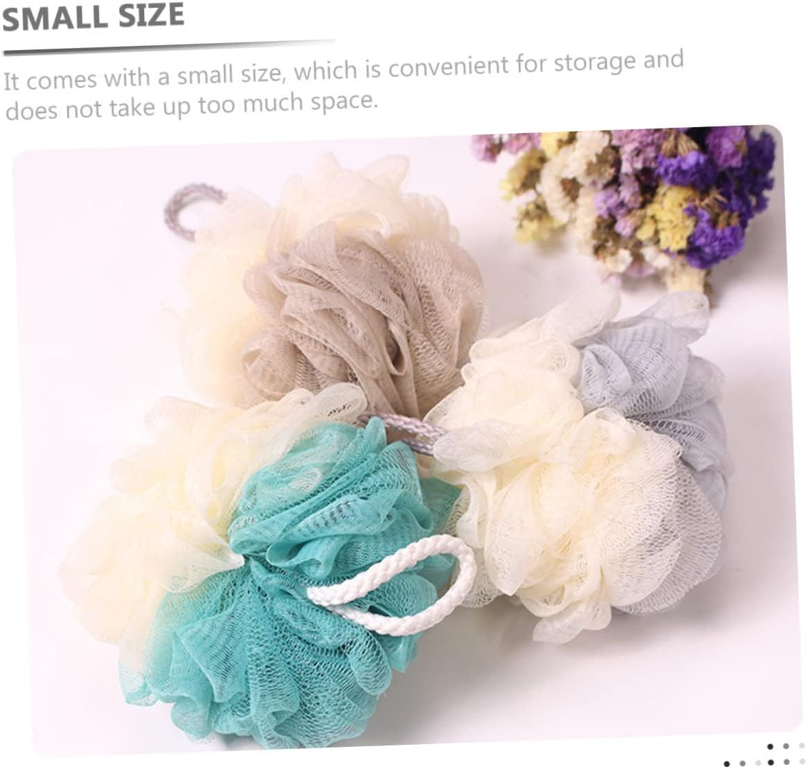LRXIYODE 4Pcs Two-Tone Bath Loofah Shower Balls Skin Body Scrubbers Portable Bath Sponges for Household Use Rich Bubble Exfoliating Shower Loofah for Washing image number 2