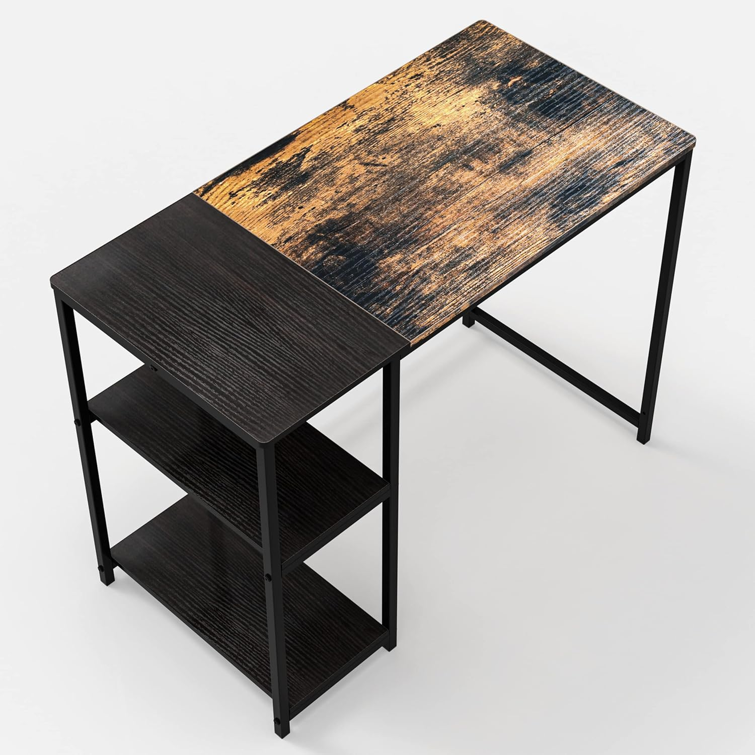 Large Gaming Desk, Gaming Table, PC Gaming Workstation Home Office Desks with 2 Storage Shelves, Space-Saving, Easy to Assemble, 100X50X74.5Cm, Brown image number 1