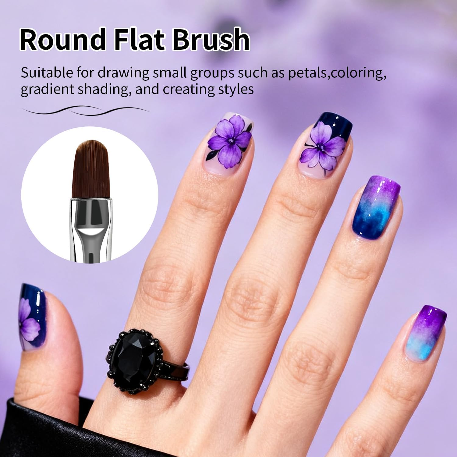 JODSONE 6Packs Nail Art Brushes, Nail Art Tool Set, Dotting Tools, Dust Brush,Striping Brushes for Long Lines, Drawing Pen for Gel Polish Design Supply,Diy Manicure Tools Gift for Women image number 6