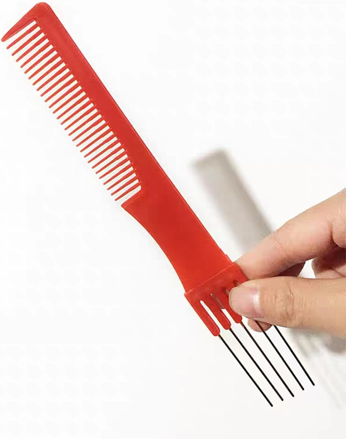 Beautifultracy 3 Packs Teasing Comb with Metal Pick Combs for Women Hair Pick Comb for Hair Styling (Blue, Red and Yellow) image number 1