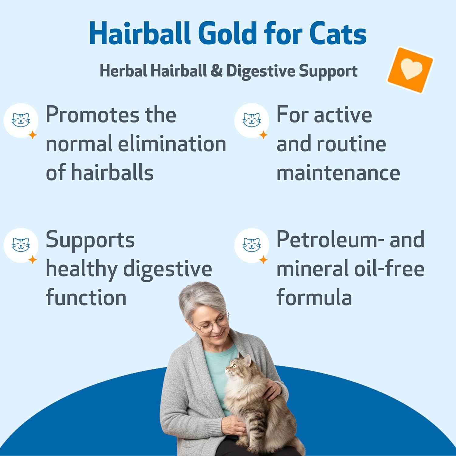 Pet Wellbeing Hairball Gold for Cats - Holistic Hairball and Digestive Care, Normal Elimination, Slippery Elm, MCT Oil, No Mineral Oil - Veterinarian-Formulated Herbal Supplement 2 Oz (59 Ml)