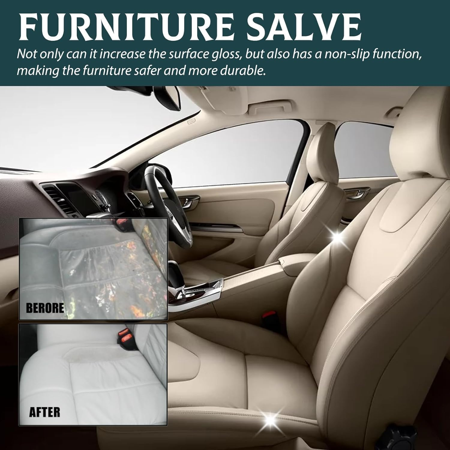 Evergloss Leather - Leather & Furniture Repair Salve, Conditioner Restorer & Polish for Car Seats & Furniture (Ointment+Brush) image number 5