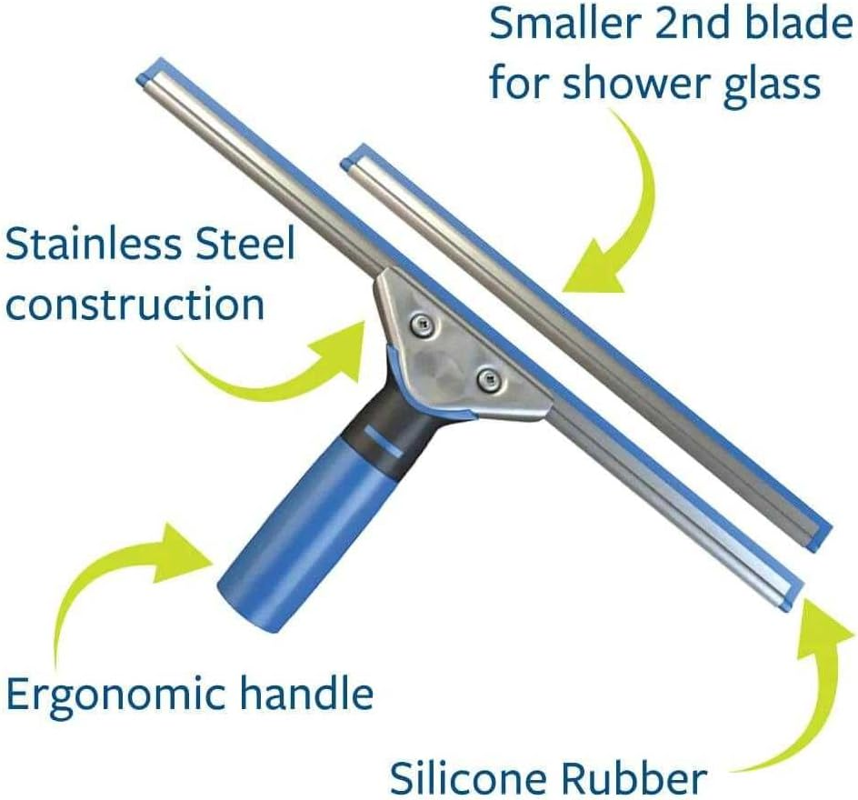 Professional Squeegee - Premium Quality Silicone Rubber Blades with Ergonomic Handle for Streak-Free Cleaning - Perfect for Windows, Shower Doors, and Railings image number 2