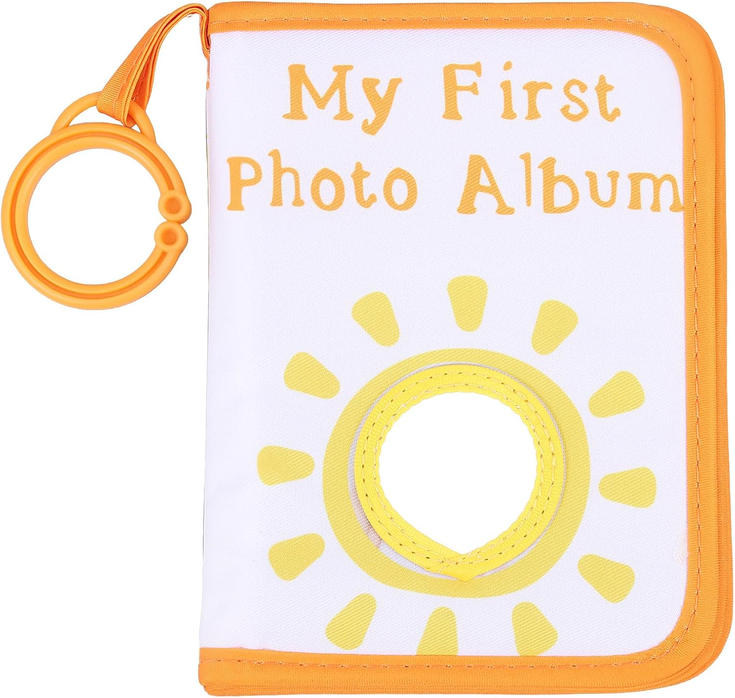 Baby Memory Album Book with Mirror, Safe Soft Cloth Baby Photo Album, Newborns First Family Memory Book Holds 17 Pictures for Kids Newborn Toddlers (A)