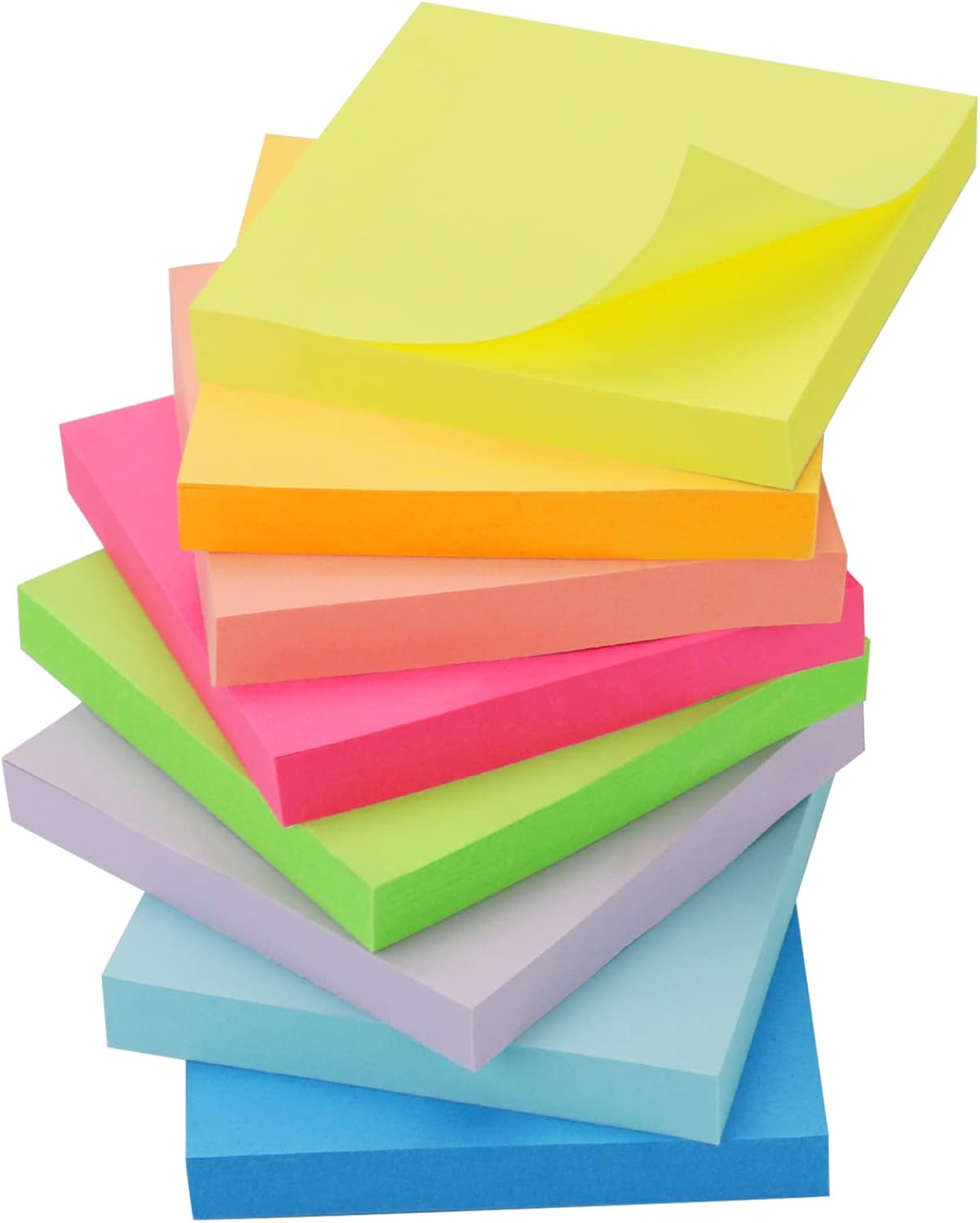 OWLKELA 800Pcs Coloured Sticky Notes, 75 X 75Mm, 8 Pads of 100 Sheets Self-Stick Notes, Sticky Notes Set for Marking and Highlighting Pages image number 6
