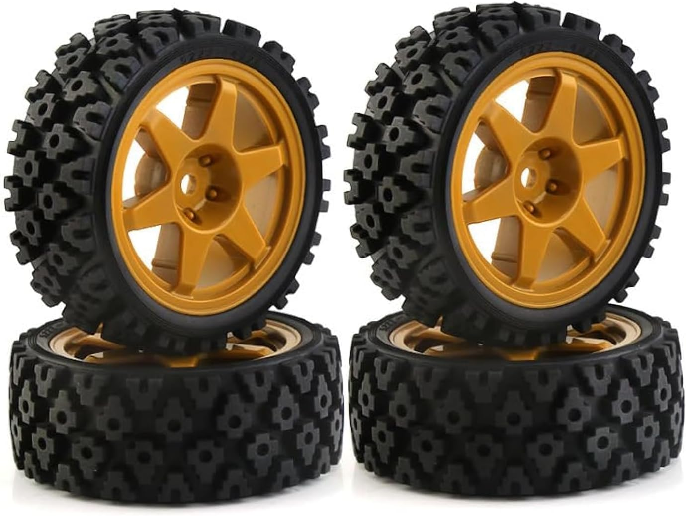 Levigo RC Buggy Rubber Mud Rally Tires Wheel Compatible with Tamiya 1/10 TT01/TT02/XV-01 /HPI RS4 RC Upgrade Spoke Black Tyres image number 4
