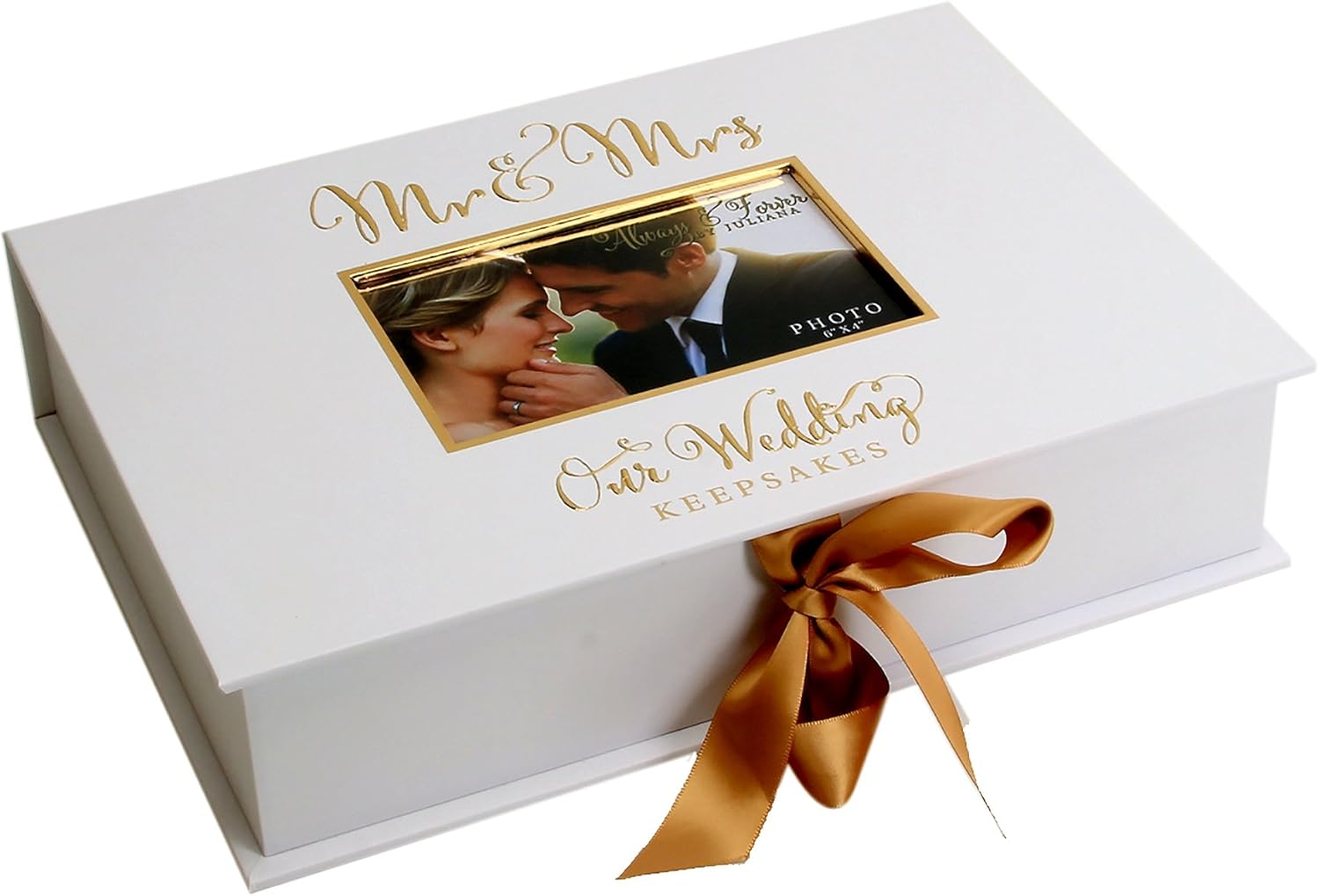 Sole Favors Always & Forever WG705 A4 Gold Foil Keepsake Box, Wooden Rectangular Keepsake Box, 31 X 22 X 7 Cm