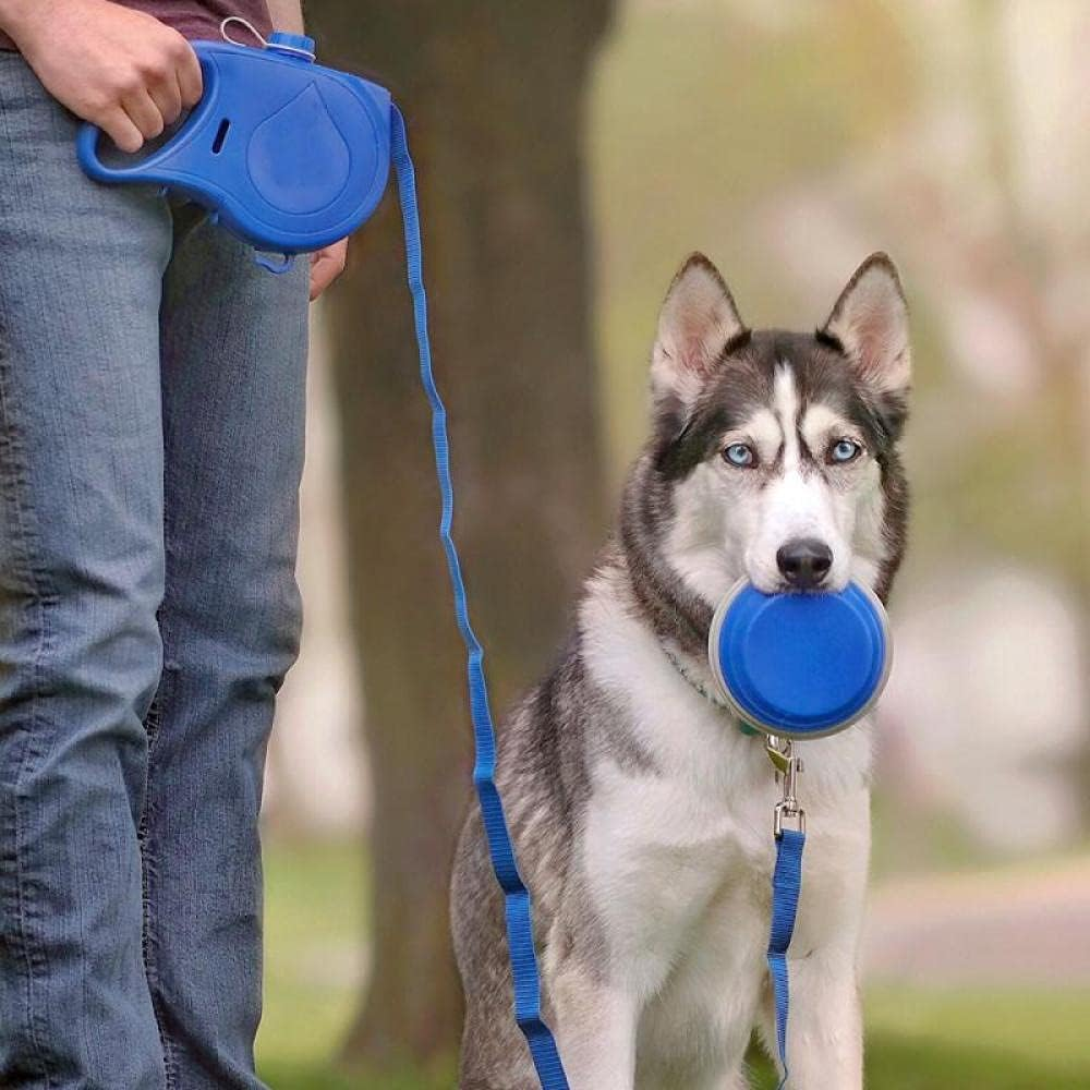 Automatic Dog Lead Leash Blue Durable Dog Leash Automatic Retractable Nylon Dog Leash with Water Bottle Bowl Extending Puppy Walking Leads image number 4