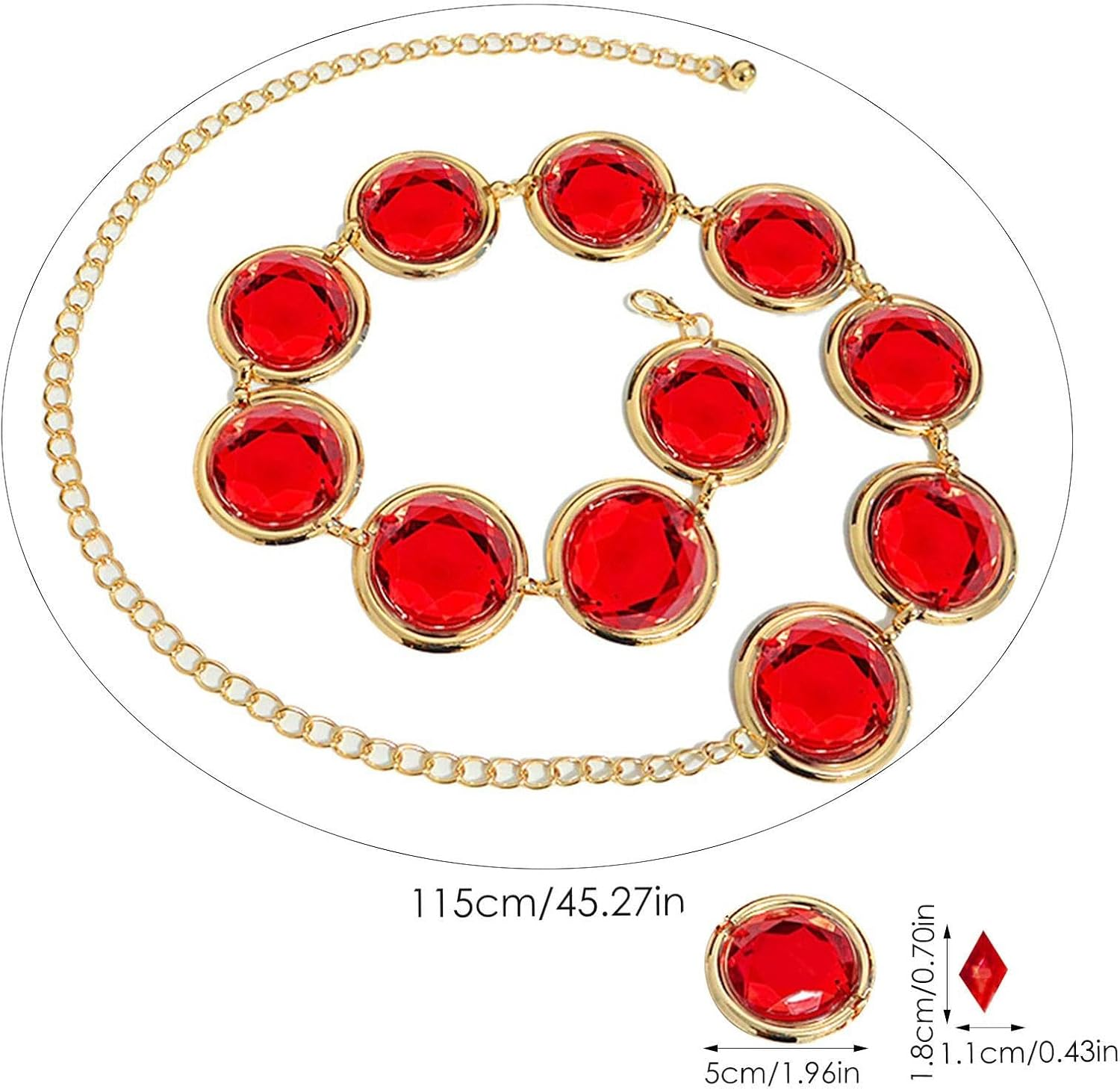 Cosplay Belt Women - Women'S Cosplay Red Waist Belt,Red Stone Chain Adjustable Costumes Props Costume Accessories