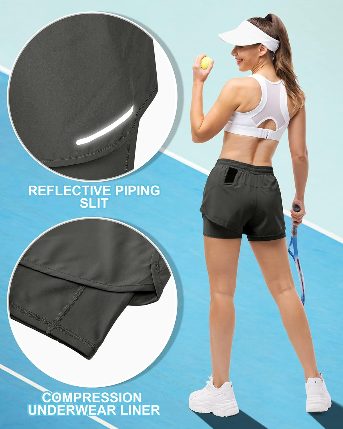 33,000Ft Women'S Running Shorts - Quick Dry, Breathable, Stretchable - Cobalt Blue image number 2