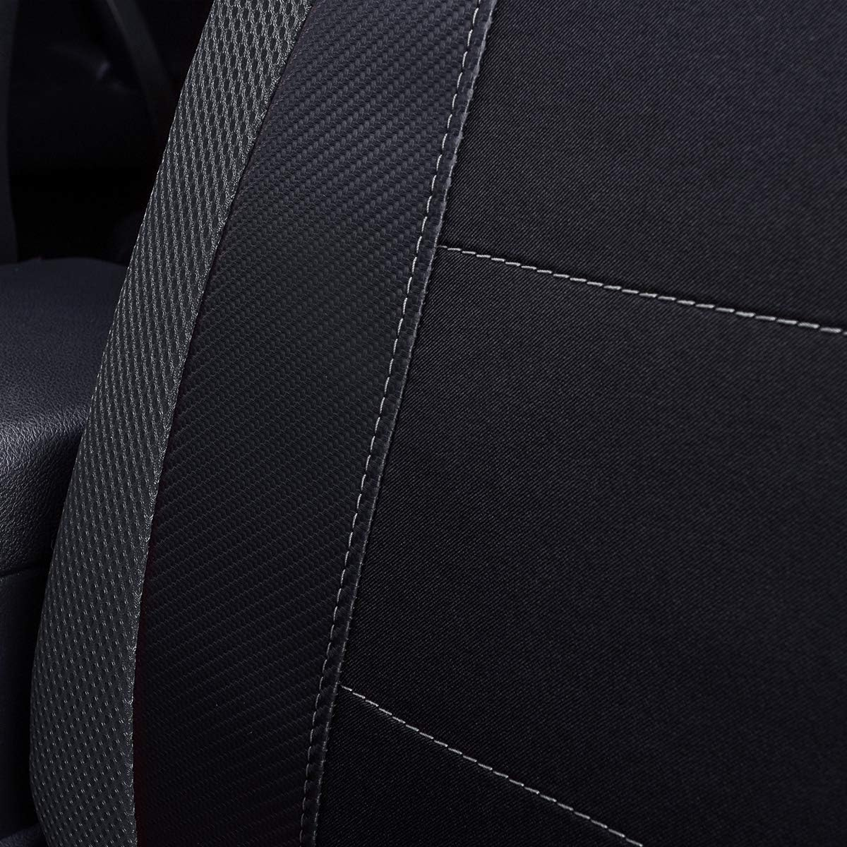 Flying Banner Gabardine Mesh Front Car Seat Covers Airbag Compatible Protector Universal for Most Car Truck Vans Suvs (Black and Grey) image number 7