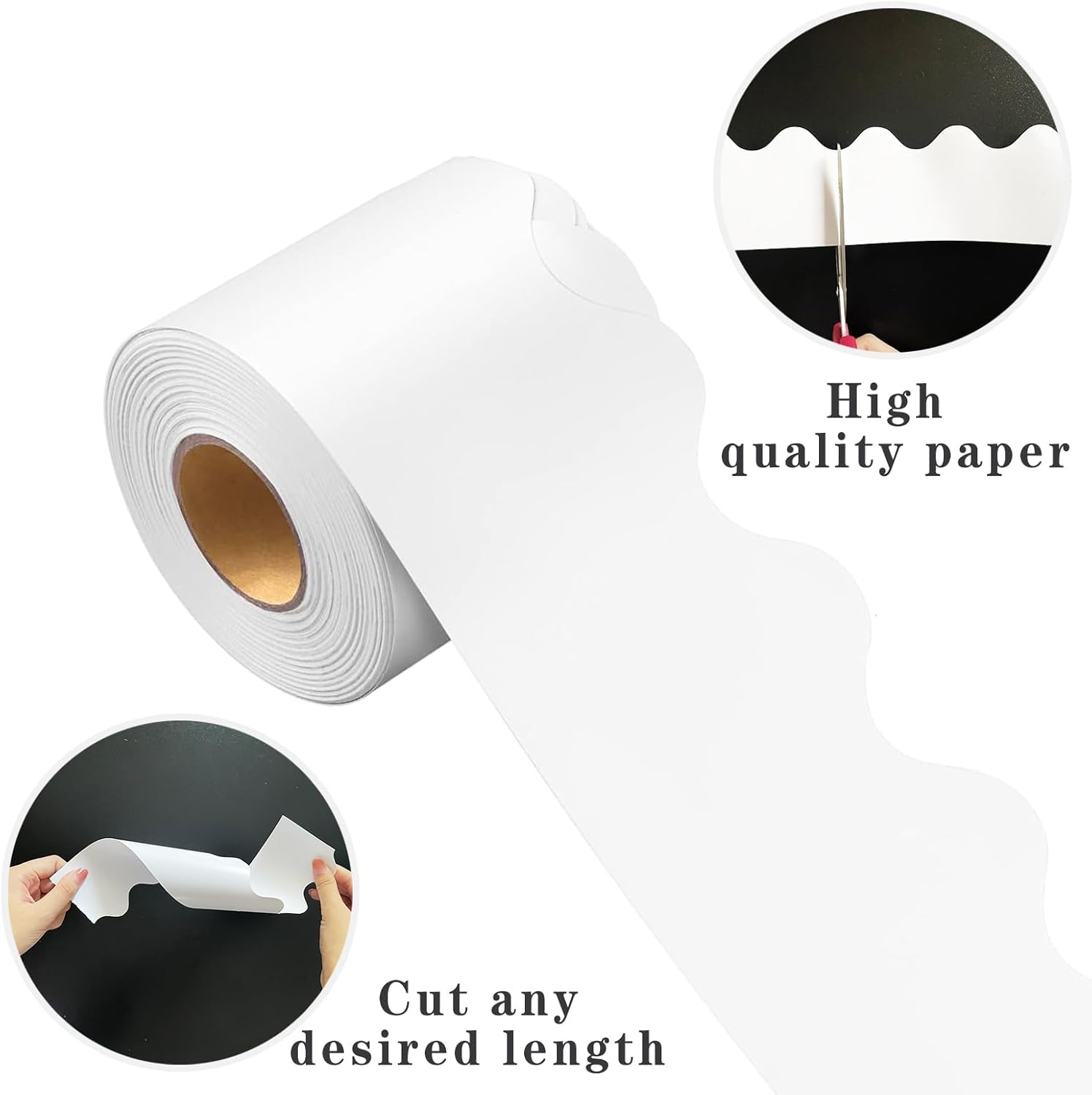 65Feet Scalloped Bulletin Board Borders with Wavy Line Design for School Classroom Offices Doors Decoration Strips (White) - Tibetan Blue image number 3