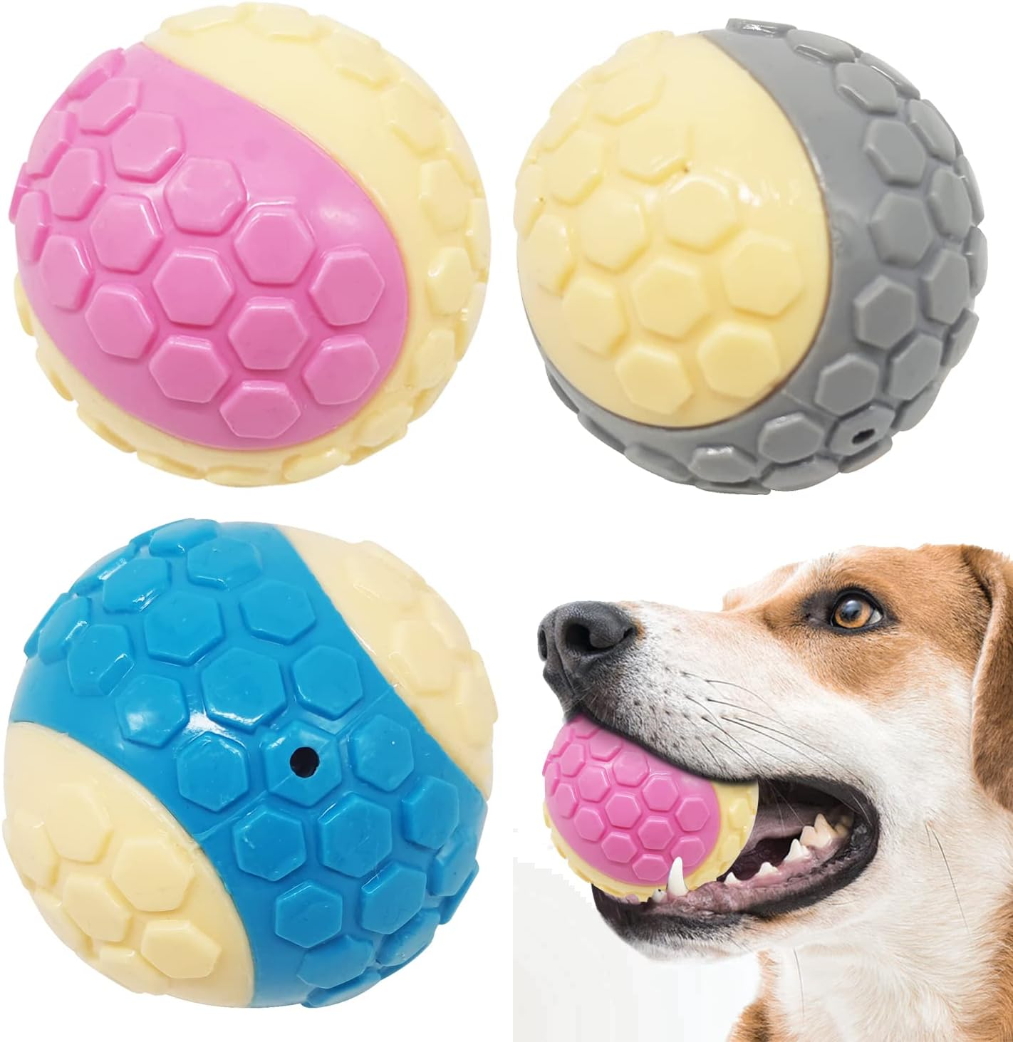 BPS BPS-7430 BPS-7430 Dog Toy Rubber Ball Squeaky Toy Indestructible High Stretch Medium Large Random Color (M Model 2) image number 5