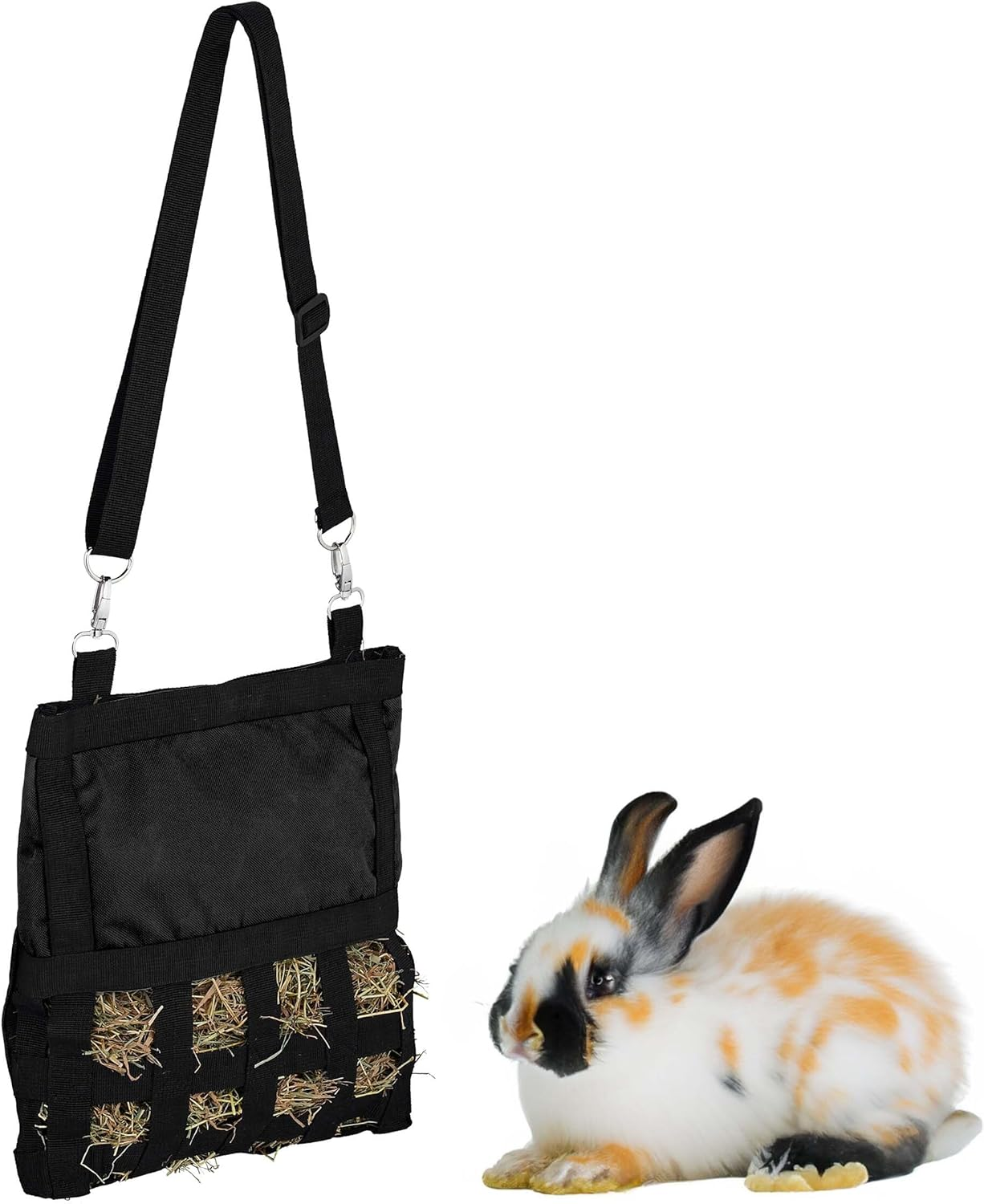 Relaxdays Fabric Hay Bag for Small Animals, H30 X W30 Cm, for Rabbits, Guinea Pigs, Hamsters, Blue/Black