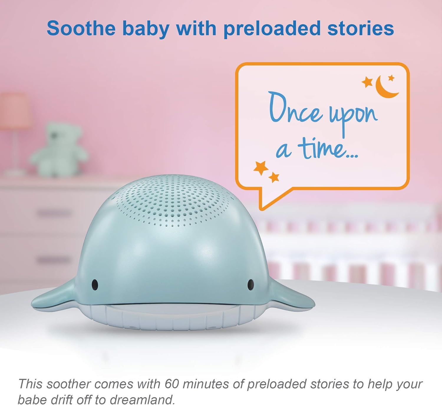 Vtech BC8312 Wyatt the Whale Storytelling Baby Sleep Soother with a White Noise Sound Machine Featuring; 10 Stories, 10 Ambient Sounds & 10 Calming Melodies with Glow-On-Ceiling Night Light image number 6