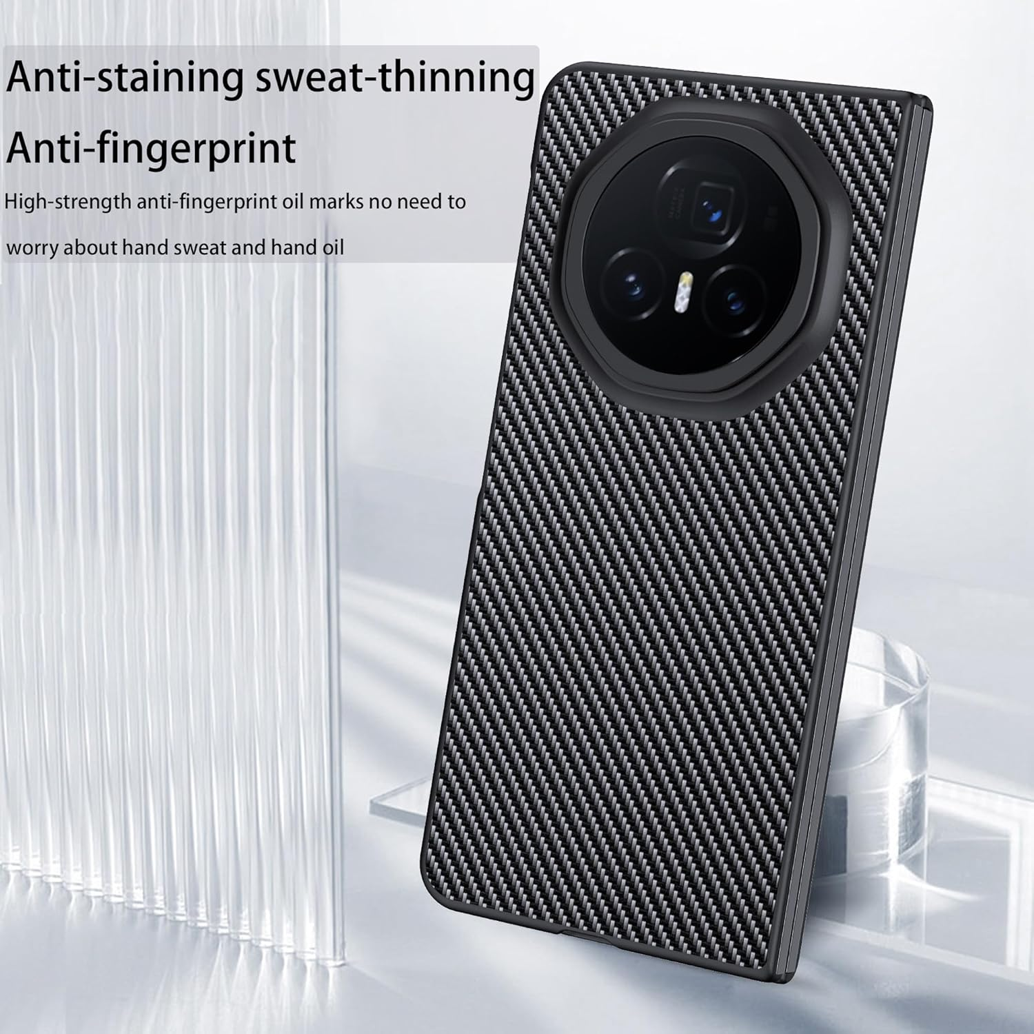 Effcotuo Mobile Phone Case for Honor Magic V3 Case, Ultra Thin Shockproof Case Mobile Phone Case Protective Shock Absorption Fits Honor Magic V3 Case - Black image number 2