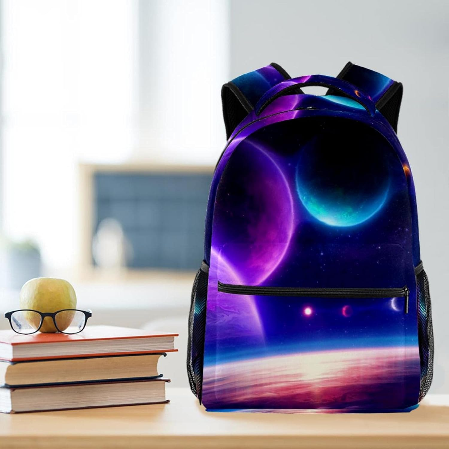 Fantasy Universe with Glowing Planets Backpack Students Shoulder Bags Travel Bag College School Tote Backpacks image number 1