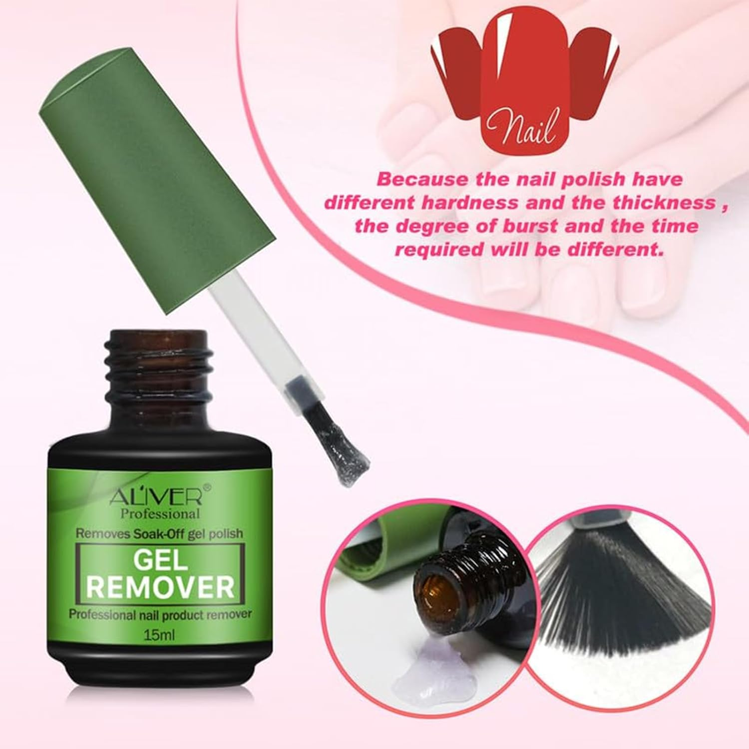 Remove All Polish Effortlessly，Nail Polish Remover & Gel Nail Polish Remover Work on Regular/Gel Shades. Gentle Gel Polish Remover with Nourishing Oils&mdash;Fast, Safe, No Damage! image number 4