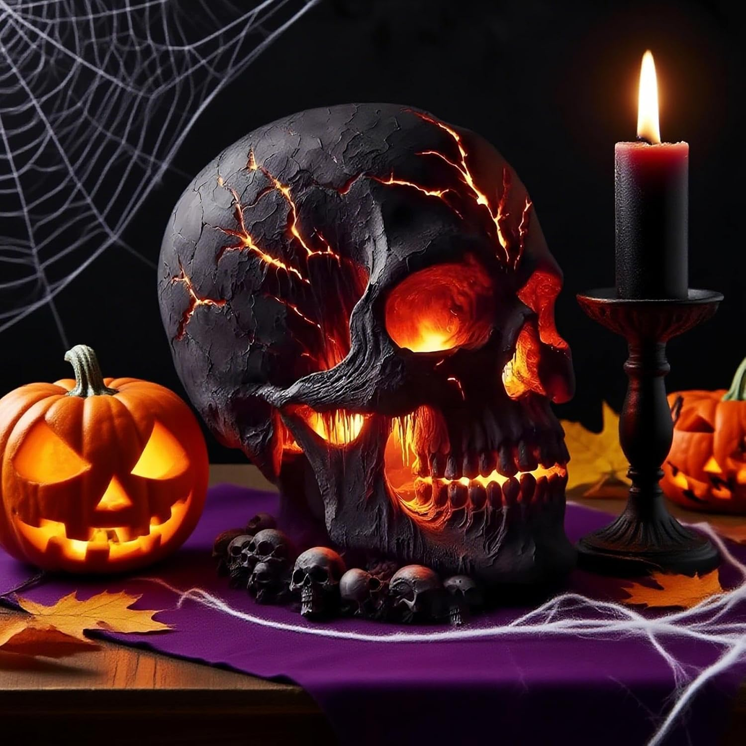 FVPKYUR Skull Light, Skull Flame Light Desk Lamp Halloween Decoration, Gothic Party Decoration for Holidays Indoor Outdoor Living Room Kitchen Garden image number 4