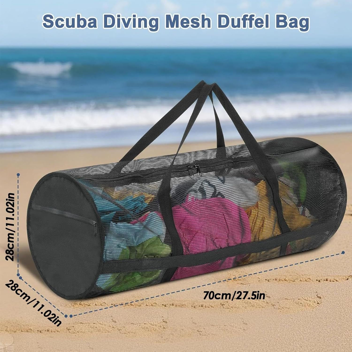 Dive Bag for Gear - Mesh Duffle Bag,Foldable Large Duffle for Holding Basketball Volleyball Soccer, Laundry Gym Dive Snorkeling Swimming Beach Scuba Pool Travel image number 1