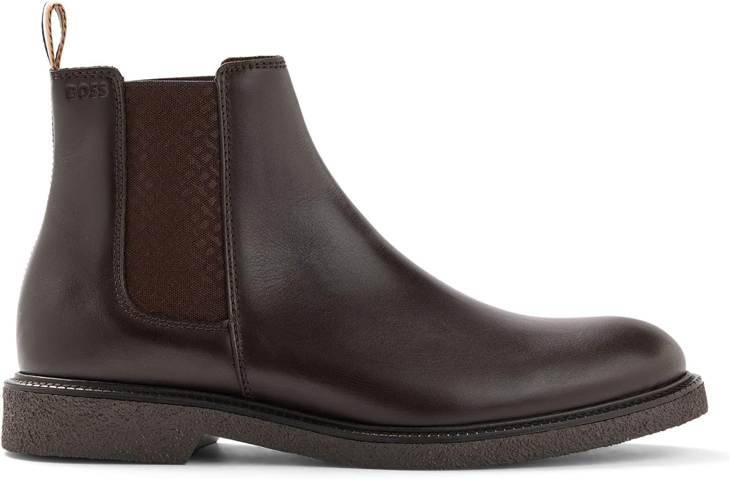 BOSS Men'S Tunley Cheb Leather Chelsea Boots with Signature Details, Size