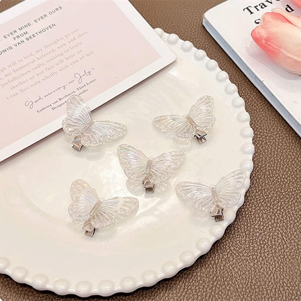 Umiin Hair Clips, Crocodile Clips Butterfly Hair Accessories for Women Girls, 6-Pack Lovely Headwears Styling Tools for Party Daily Performance, Creamy White - Flowers-Clear-5Pc image number 4