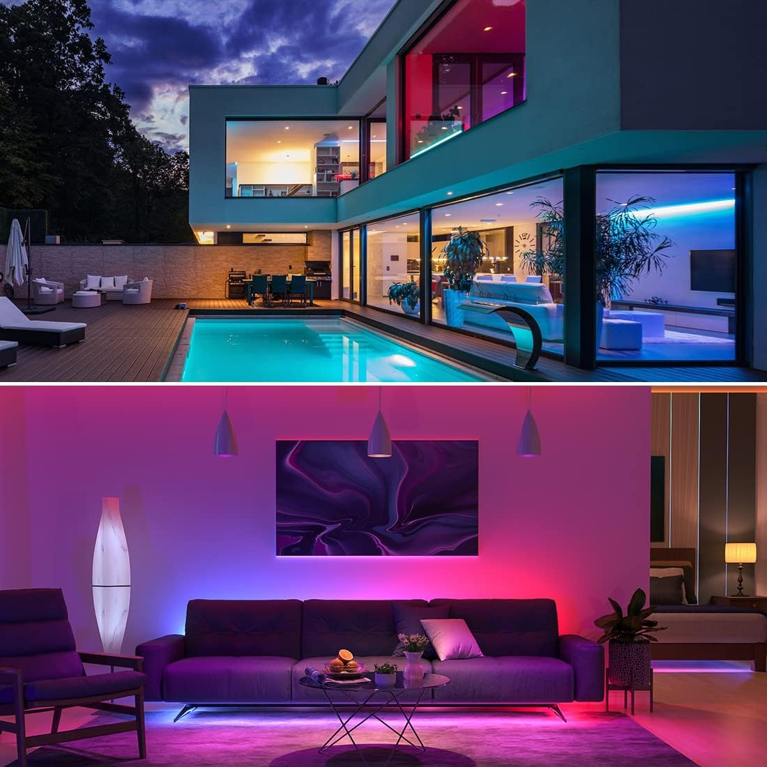 SEZO FCOB RGBW LED Strip RGBWW COB LED Strip Flexible RGB + Warm White (3000K) High Density Light Strip DC24V 5M 896Leds/M 16W/M Width 12Mm Multicoloured IP30 for Bedroom Kitchen DIY Home Decoration image number 2