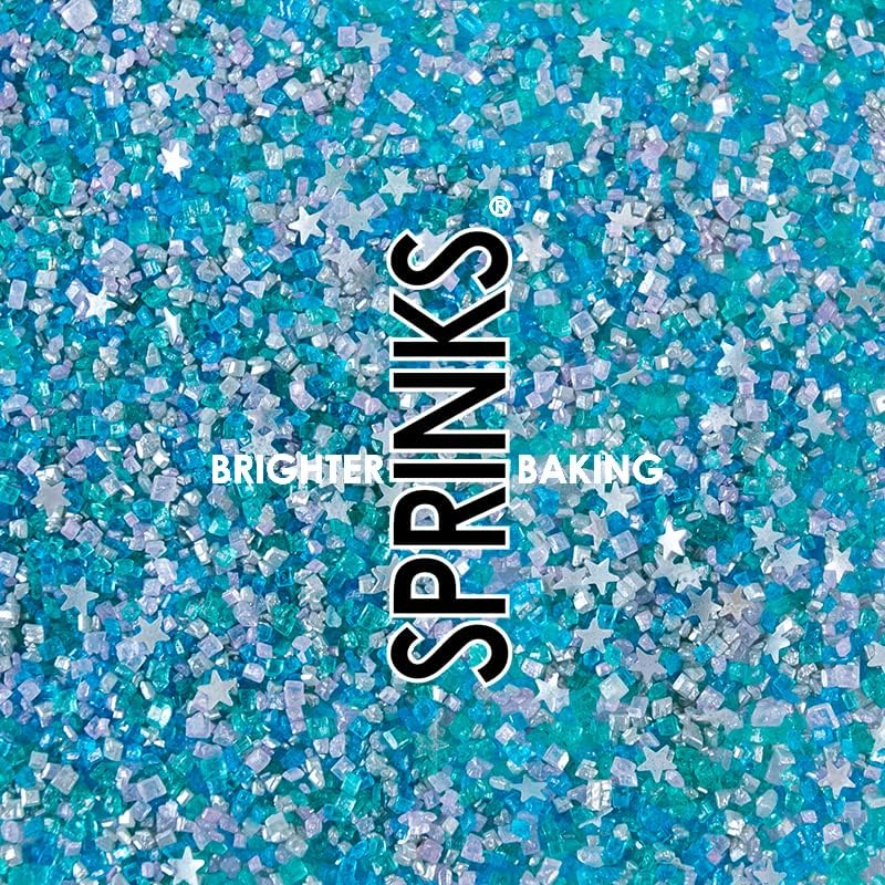 Sprinks Milky Way Glitz Sprinkles - Edible Cake Sprinkles | Holiday Sprinkles | Candy Sprinkles | Cupcake Decorating Sprinkles | Snow Sprinkles | Blue & Silver Sugar Crystals | White Stars | 80G image number 3