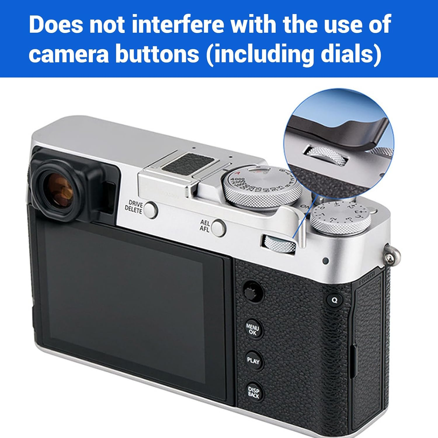 Camera Thumb Rest Support Holder,Aluminium Alloy Thumb up Grip Handle, for X100VI X100V X100F XE3 XE4 Cameras (Black) - Silver image number 2