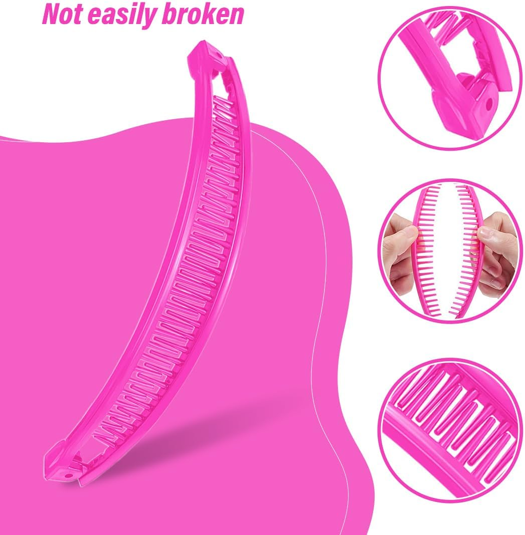 JAWUZ Pack of 3 Banana Clip Hair, Banana Clip Large, Large Banana Hair Clip, Banana Hair Clips, Women'S Thin Hairstyle, Banana Clip Hair Accessory for Women and Girls (Red, Green, Yellow)