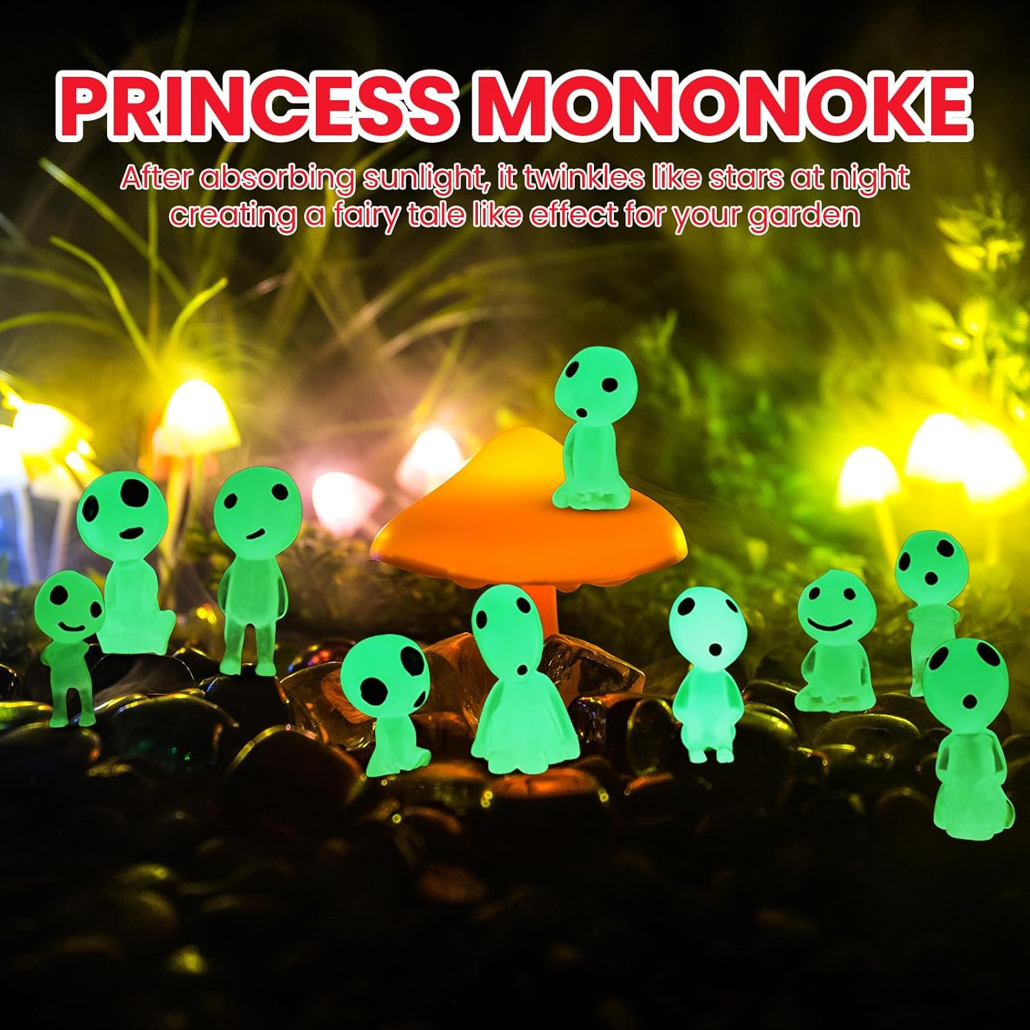 Tree Elf Doll, Pack of 10 Princess Mononoke Luminous Spirit, Miniature Garden Decoration Made of Resin, Suitable for Home, Garden, Pot Decoration image number 5