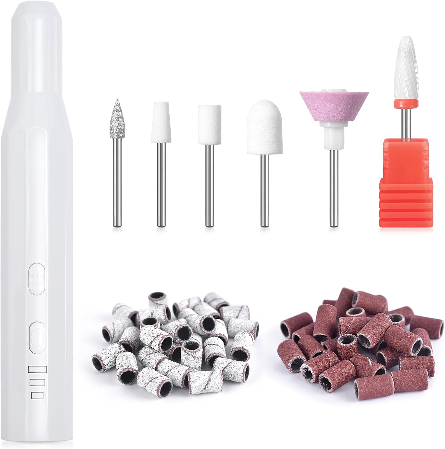 KADS Electric Nail Drill Machine Portable Electric Nail File Polishing Kit for Acrylic Gel Nails with Nail Drill Bits Sanding Bands Manicure Pedicure Efile Tool for Home Salon Design Nails (Pink)