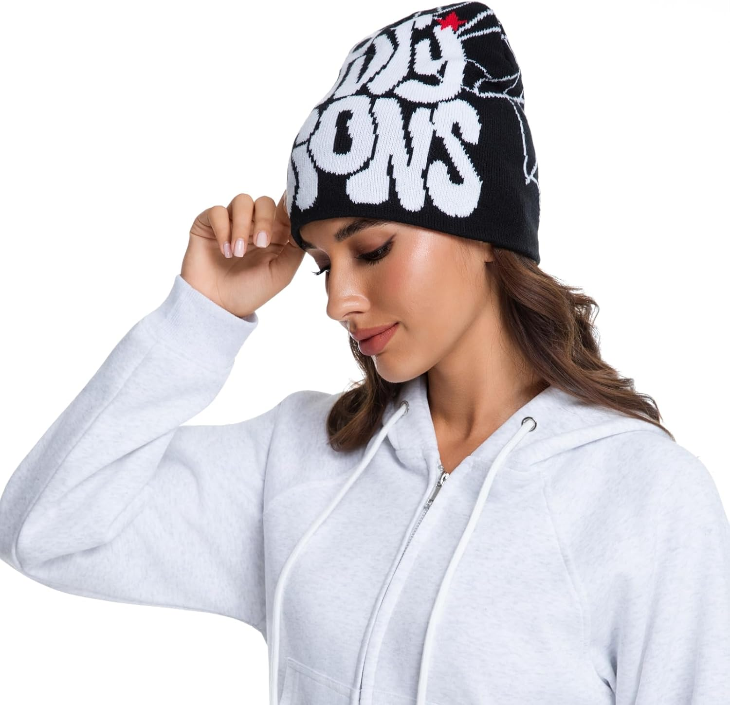 2THESTARS Trendy Y2K Graphic Beanie, Soft and Stylish Headwear for Fashion-Forward Individuals image number 7