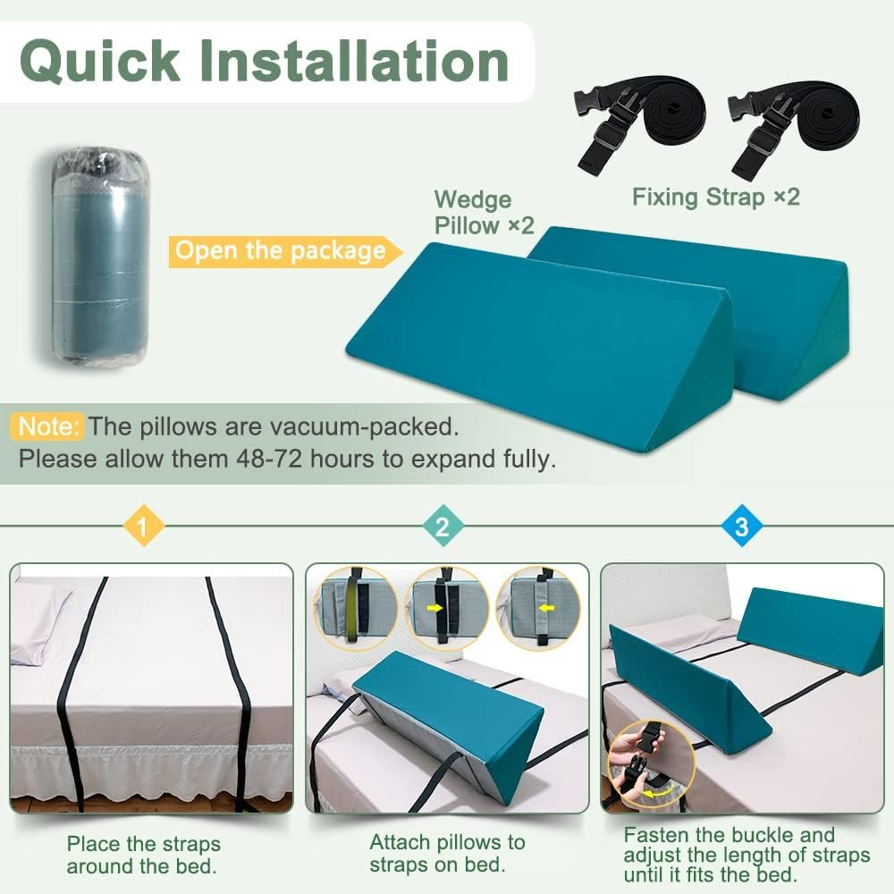 Bed Rails Foam Bolsters for Elderly Adults Bed Safety Railing Bed Guards for Seniors Hospital Bed Side Rails Pads Roll Control Bolster Medical Wedge Cushions Bed Bumper (2 Pcs)