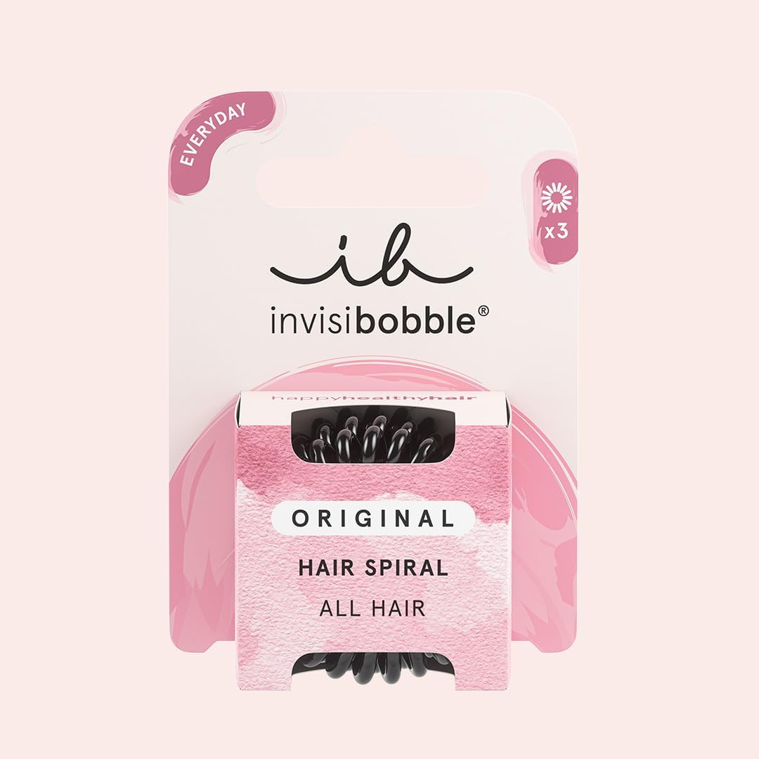 Invisibobble Original Hair Scrunchie True Black I 3 X Spiral Hair Bobbles Black for Girls, Women and Men I Strong Hold & Gentle on Hair I the Original, Designed in the Heart of Munich image number 2
