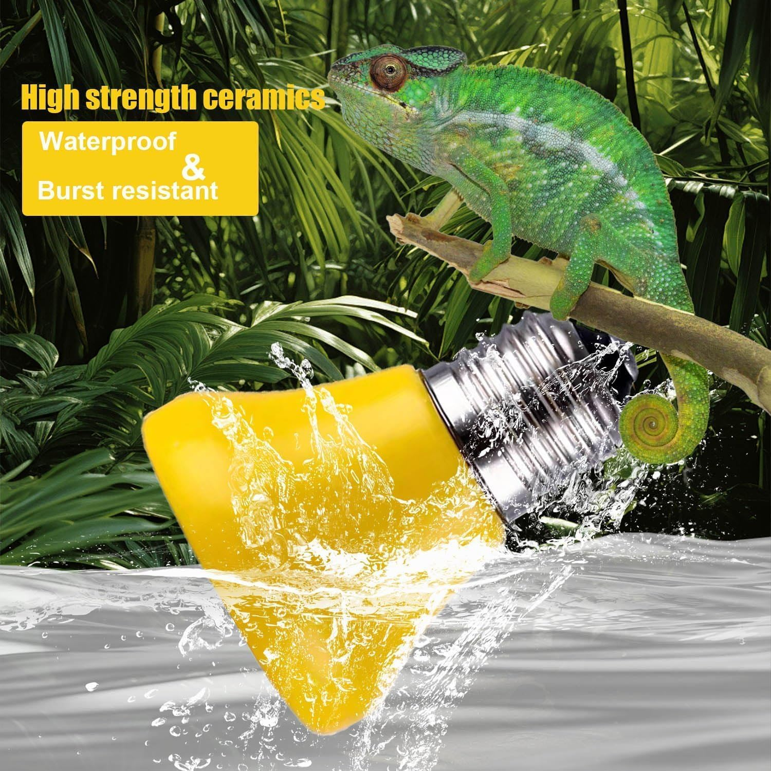 3 PCS Pet Ceramic Heat Lamp, Infrared Bulb Emitter Lamp, 25W 50W 75W, Reptile Heating Lamp Bulb, E27 Interface, Heating Color Change, Fit for Pet Brooder Coop Chicken Reptiles Amphibian (Yellow) image number 5