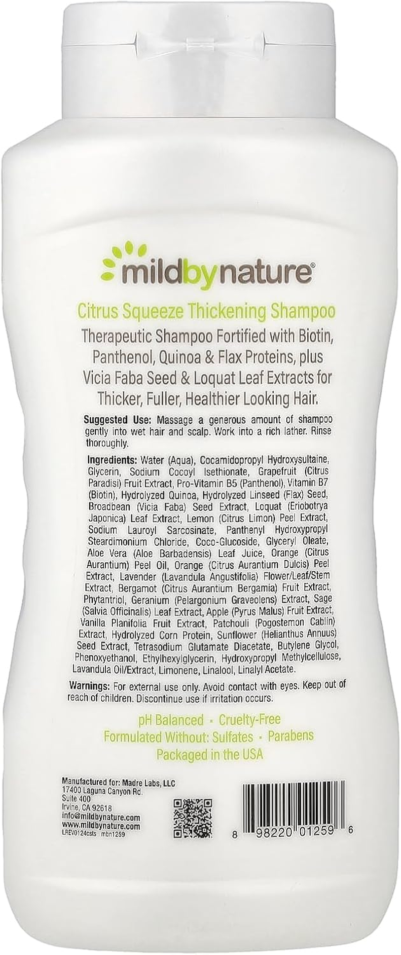 Mild by Nature Thickening Shampoo, B-Complex + Biotin, Citrus Squeeze, 16 Fl Oz (473 Ml) image number 3