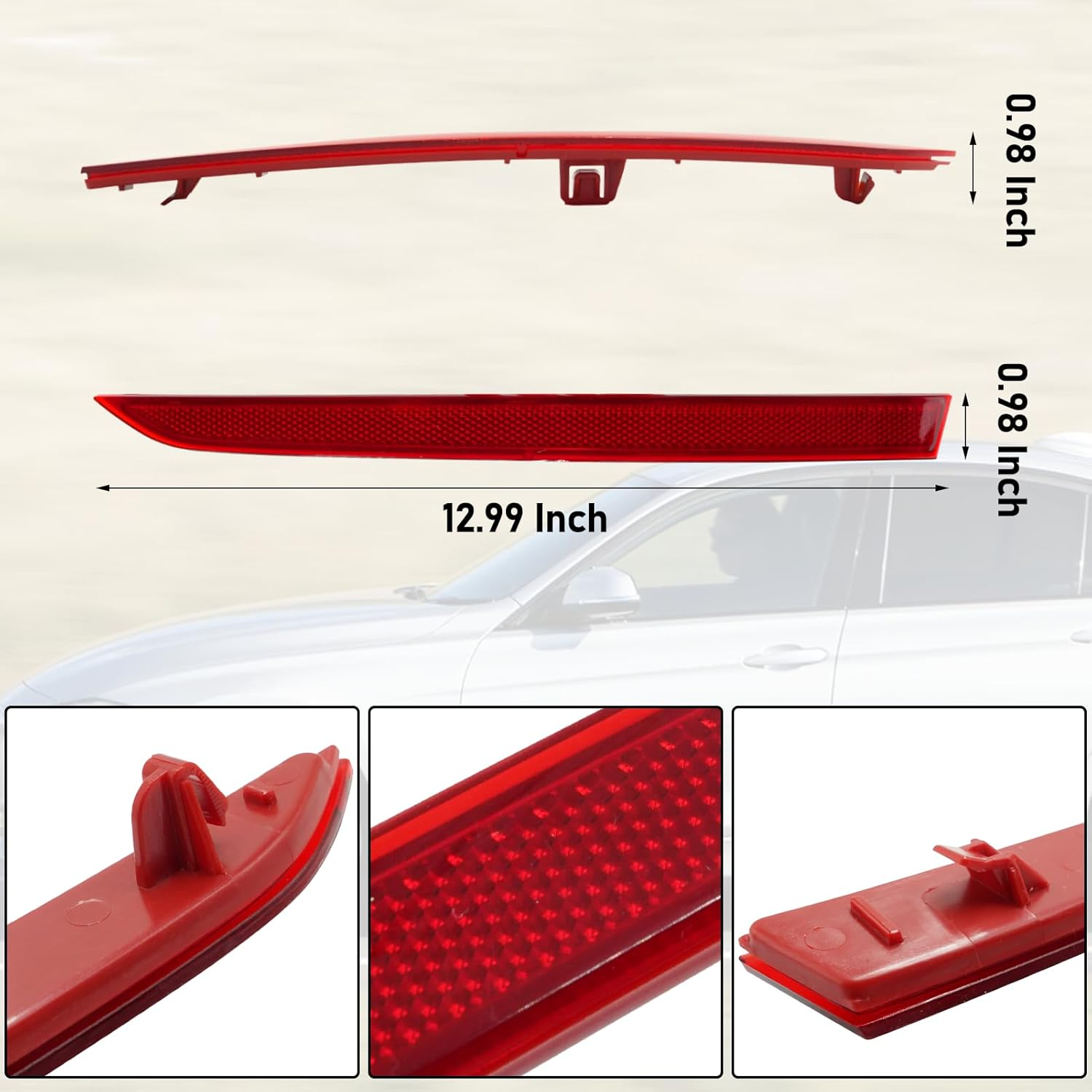 Jaronx Compatible with BMW Rear Bumper Reflector for 3 Series F30 Sedan/F31 Touring M Sport 2013-2018,For BMW 63147847165 63147847166 Left/Right Rear Bumper Red Marker Tail Reflector Light Replacement image number 4