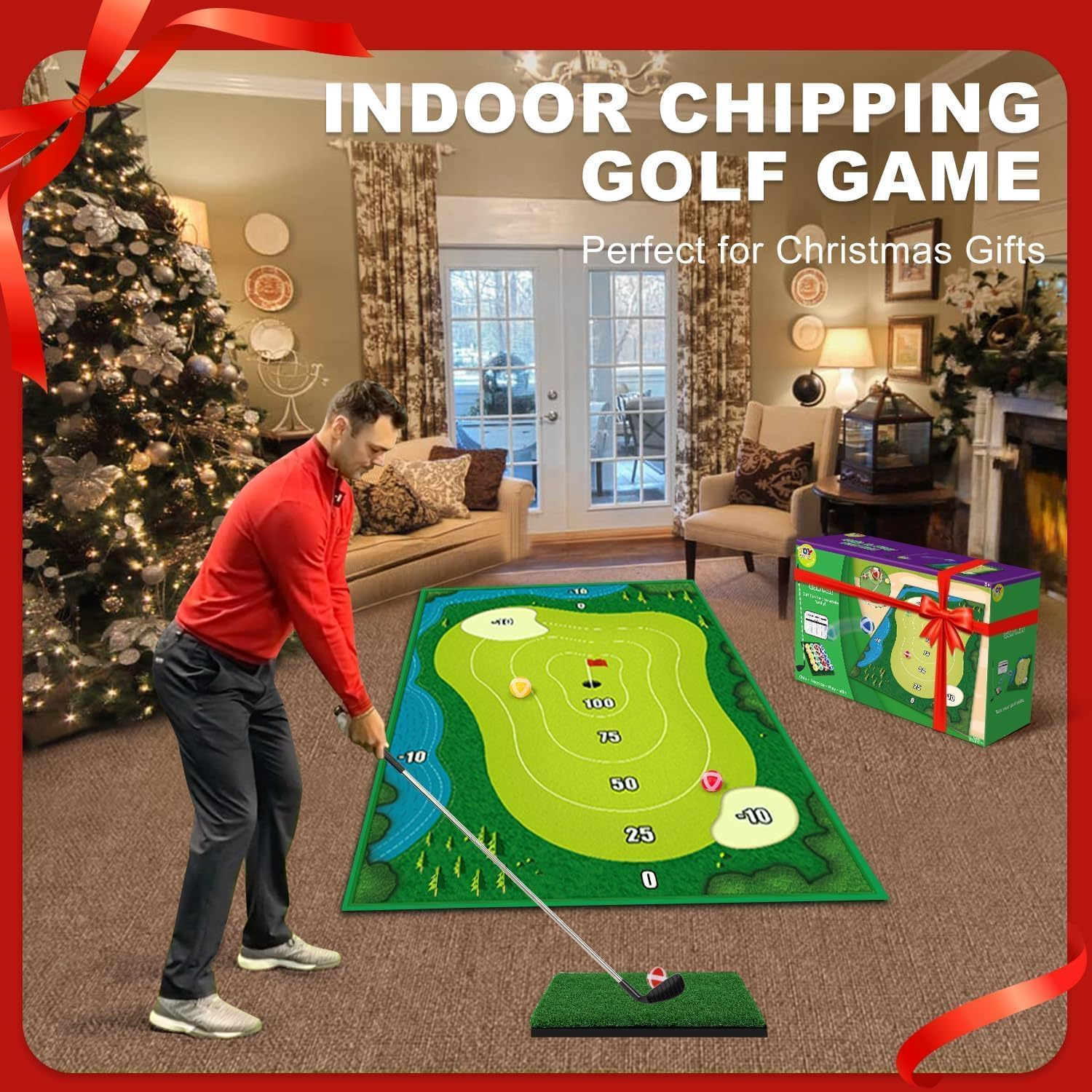 Casual Golf Mat -Sticky Golf Game Set for Adults Indoor Outdoor - Reusable Complete Golf Game Set, Hitting Sticking ​Golf Casual Golf Play Fun Mat，Golf Putting Mat