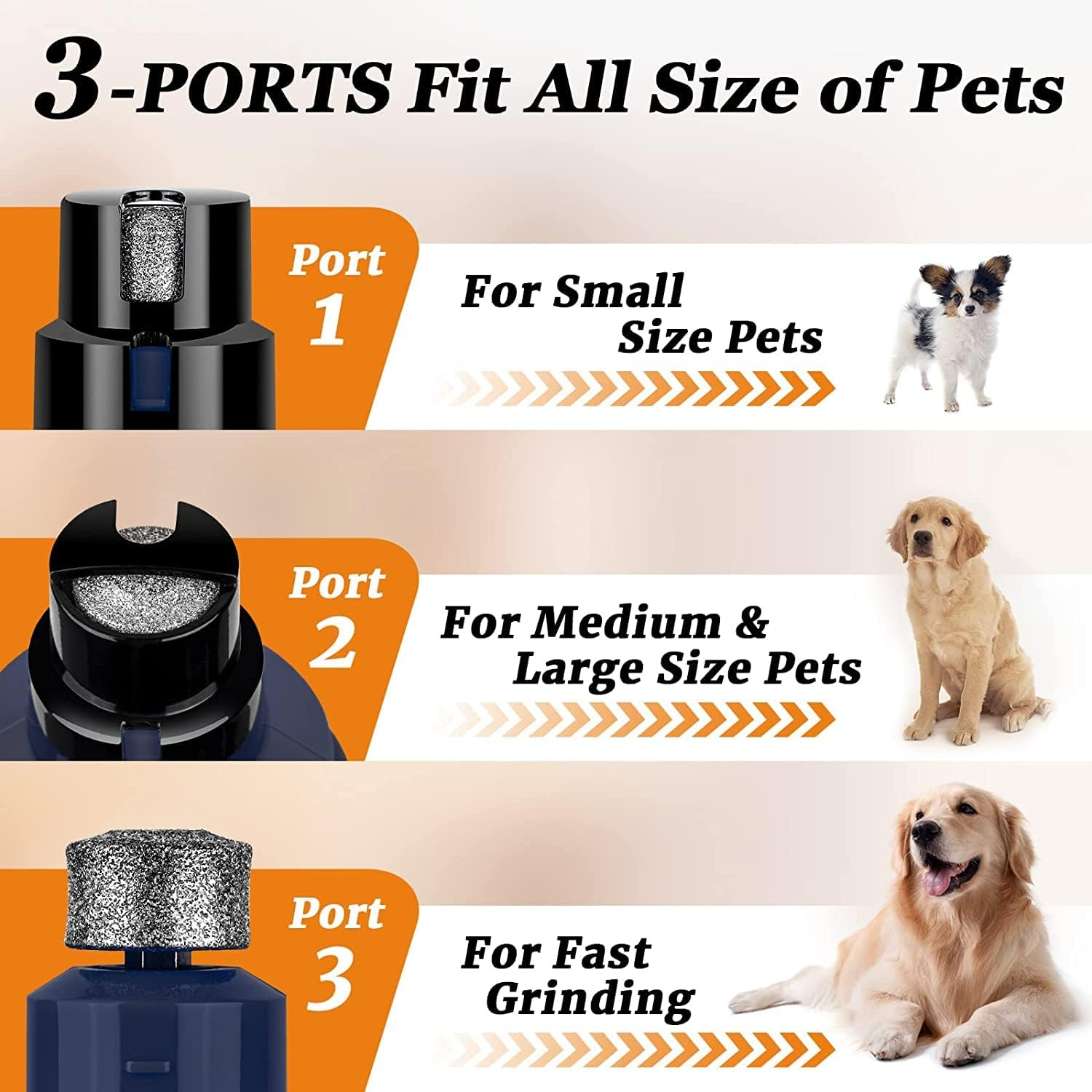 Bousnic Dog Nail Grinder and Clipper Kit - 2-Speed & 2 LED Lights Electric Rechargeable Pet Nail Trimmer Painless Paws Grooming & Smoothing for Small Medium Large Dogs & Cats image number 4