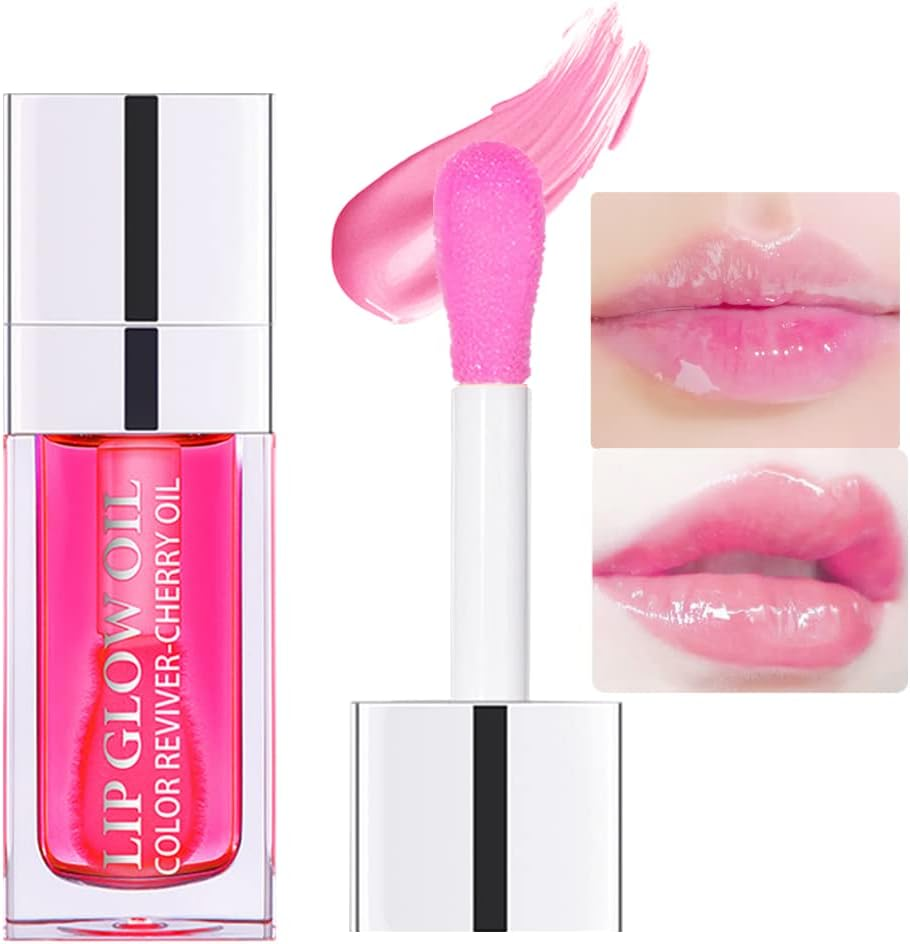 Wimode Plumping Lip Oil Moisturizing Lip Tint Transparent Lip Care Non-Sticky Glossy Fresh Texture Primer Lip Balm for Women(012#)