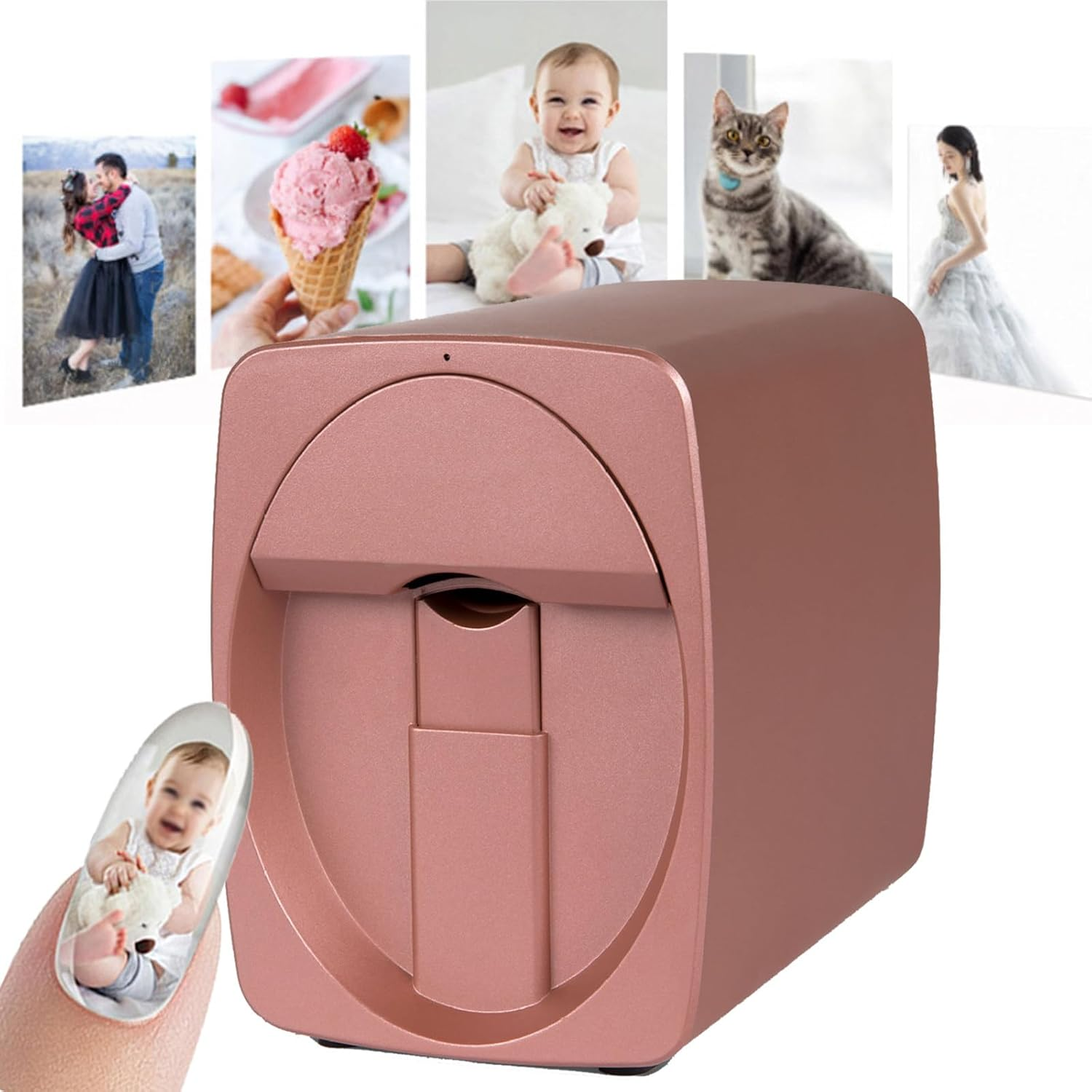 Mini Portable Nail Painting Machine,Digital Mobile Nail Art Printer,Smart Phone Control Wireless Wifi Signal,Smart 3D Nail Art Printer,Rosegold